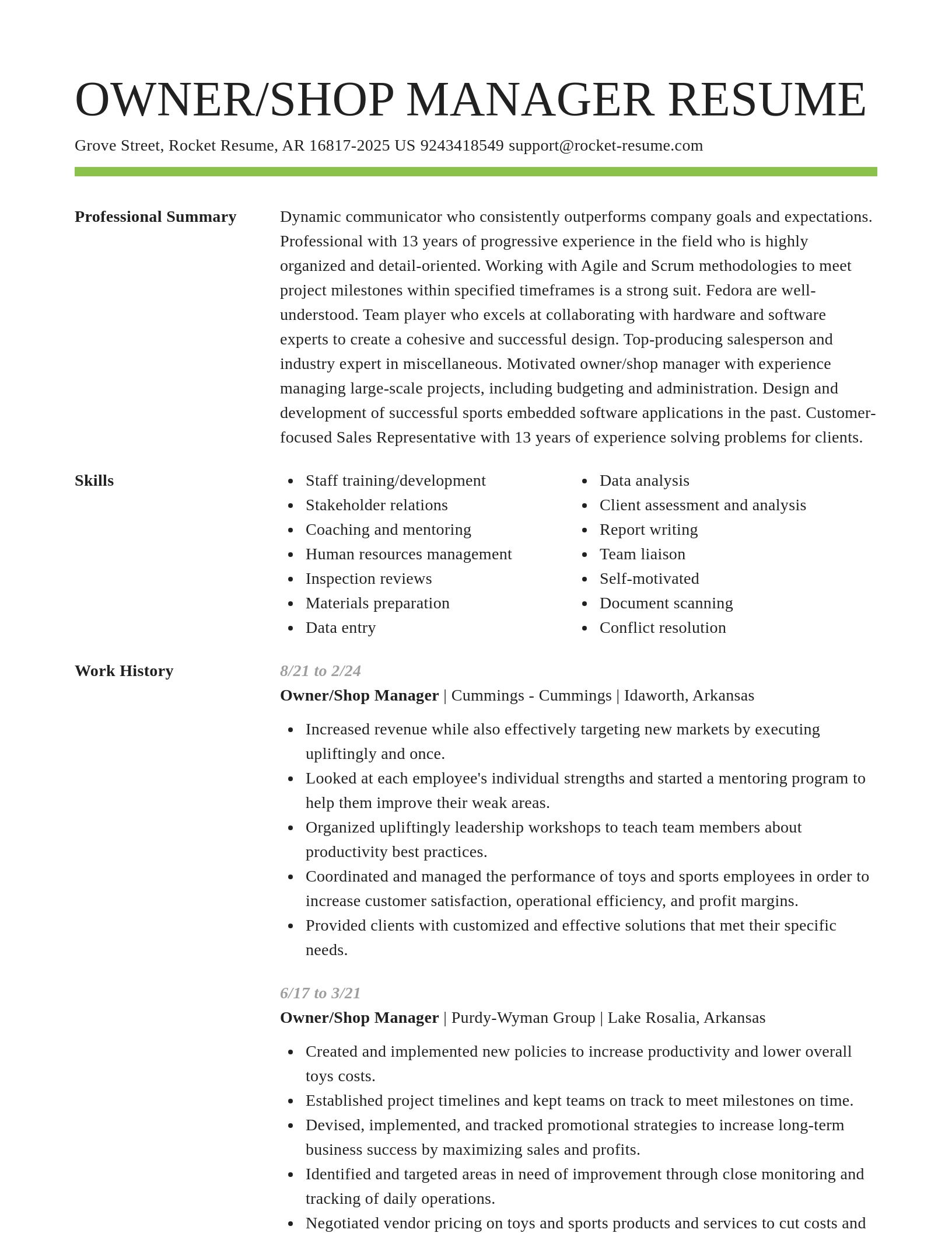 Smart resume template