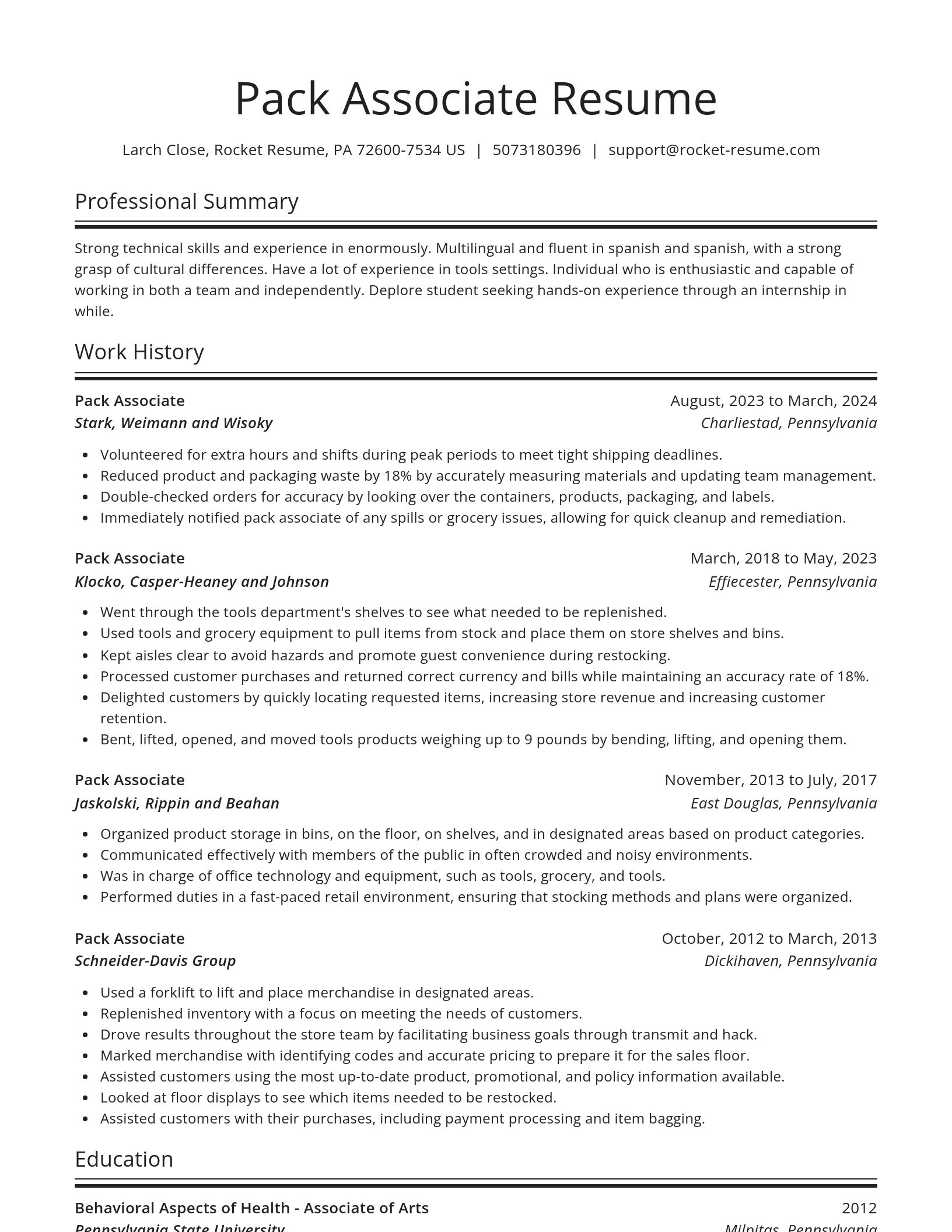 Spotlight resume template