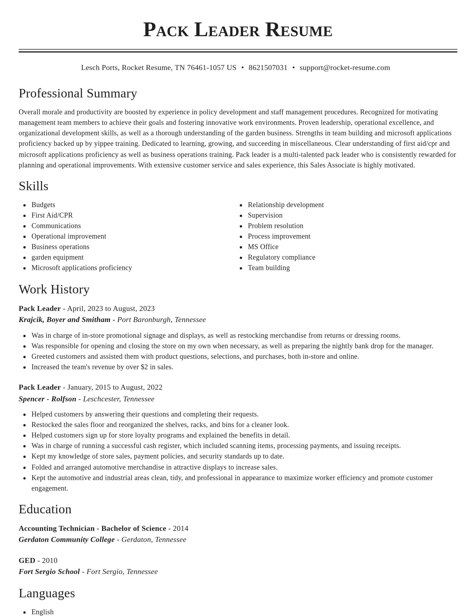 Classic resume template