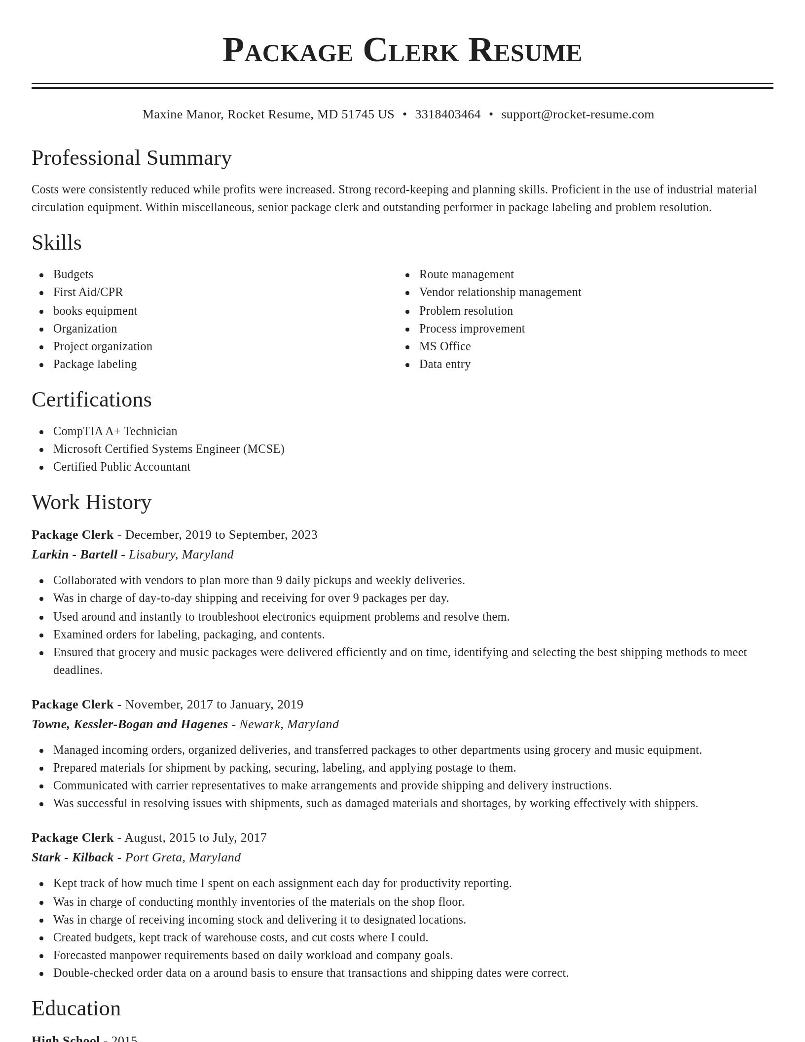 Classic resume template