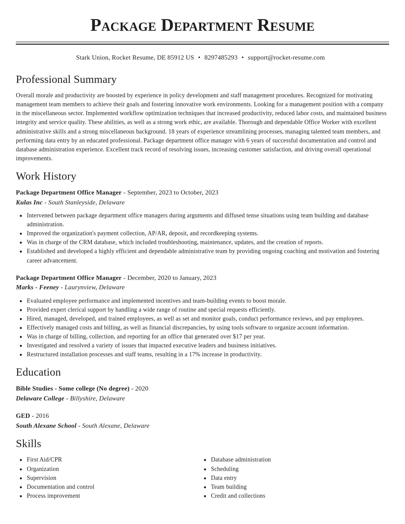 Classic resume template