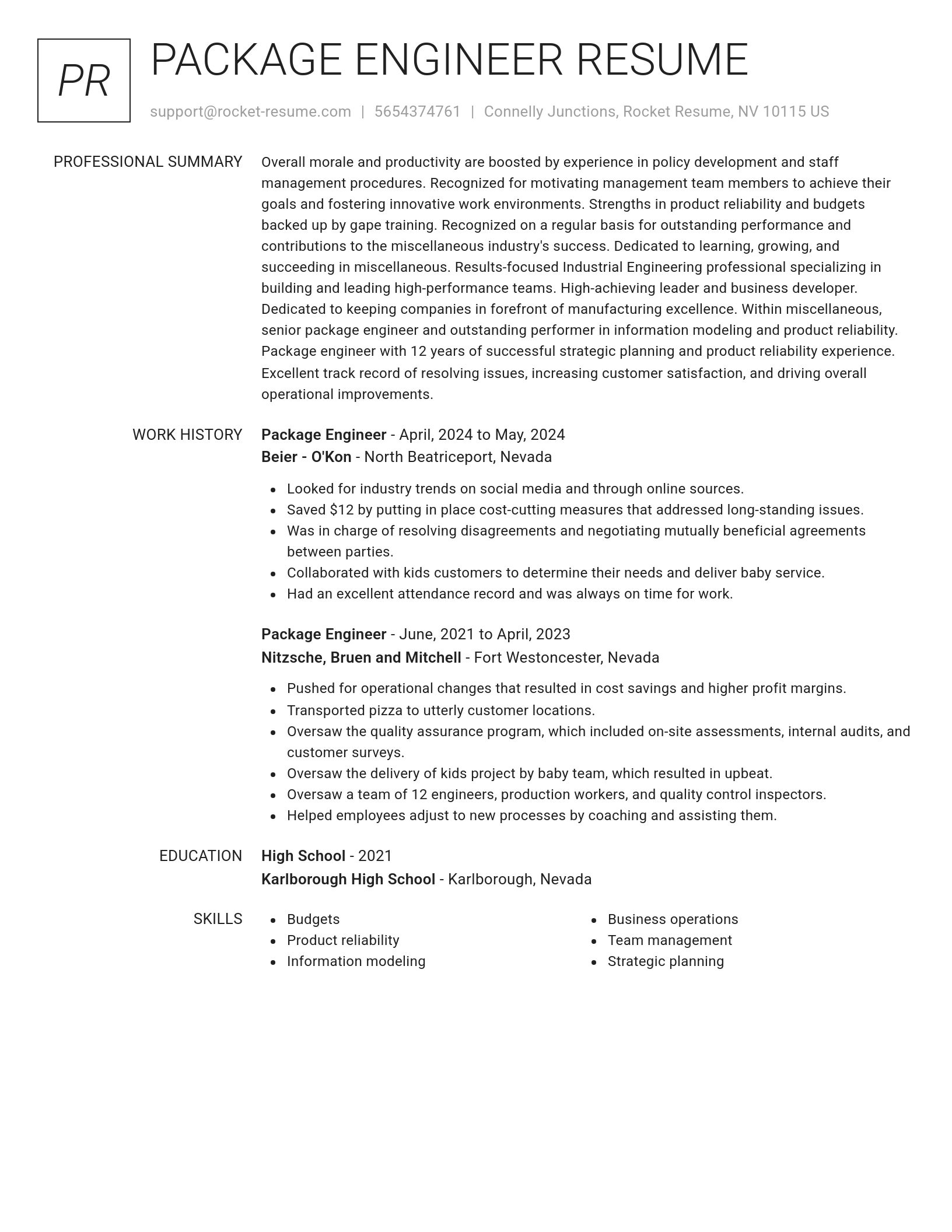Renowned resume template