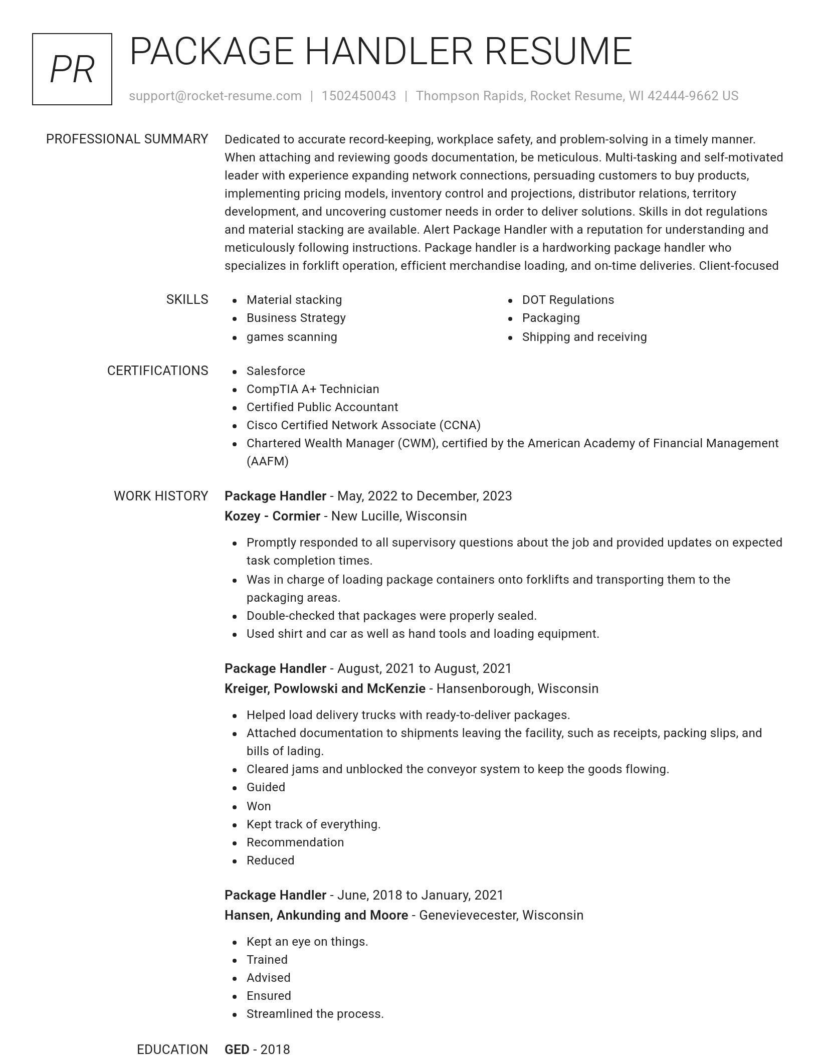 Renowned resume template