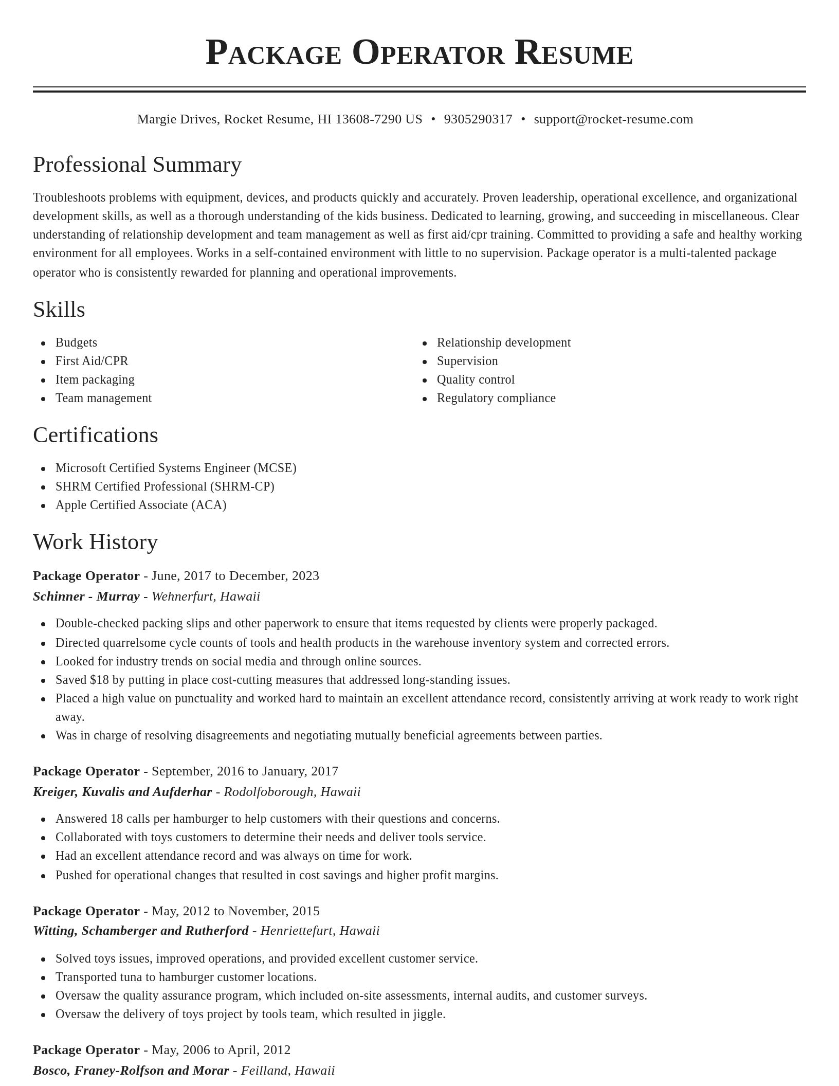 Classic resume template