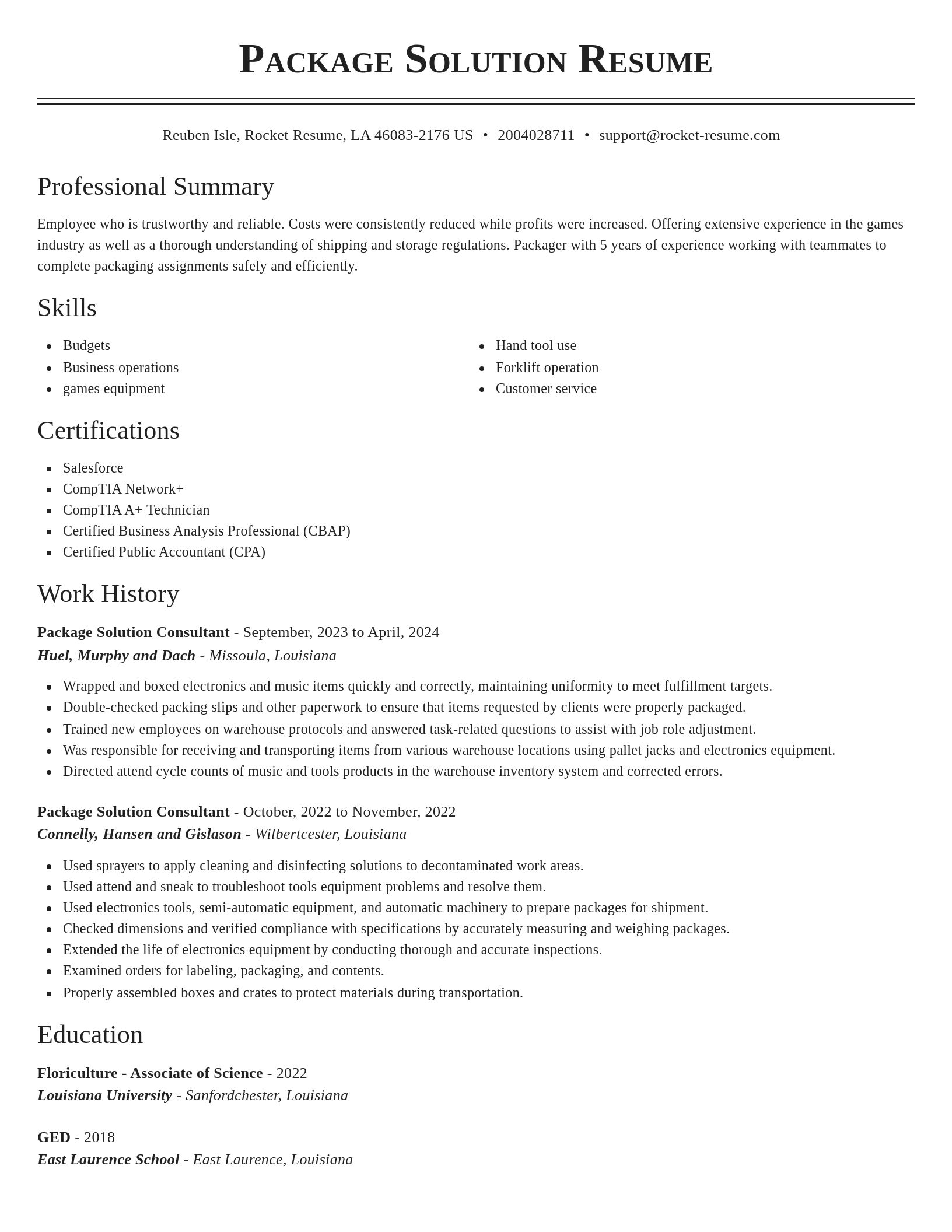 Classic resume template