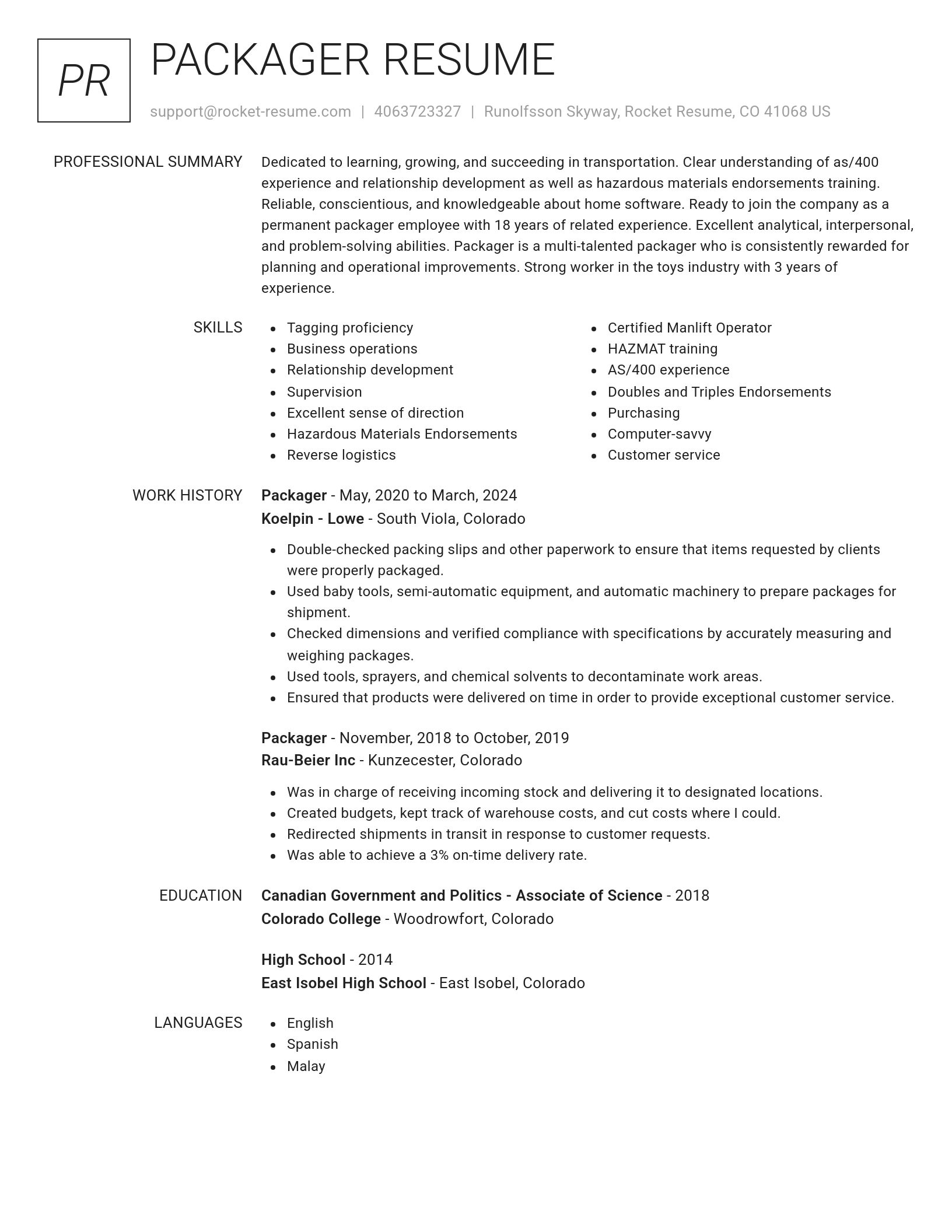 Renowned resume template