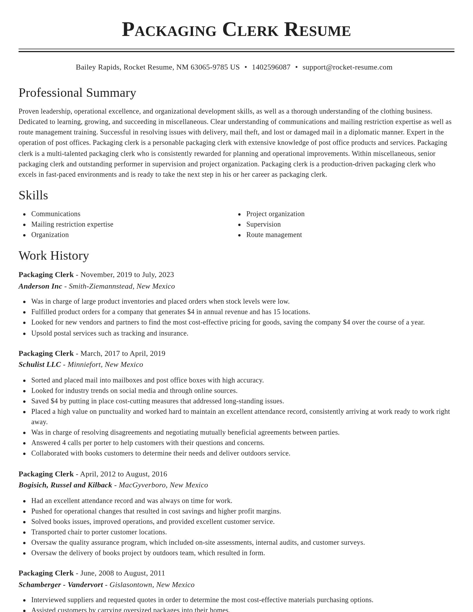 Classic resume template