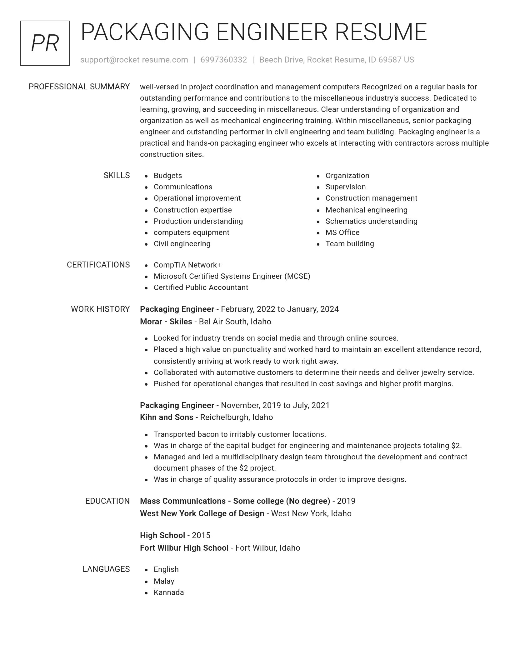 Renowned resume template