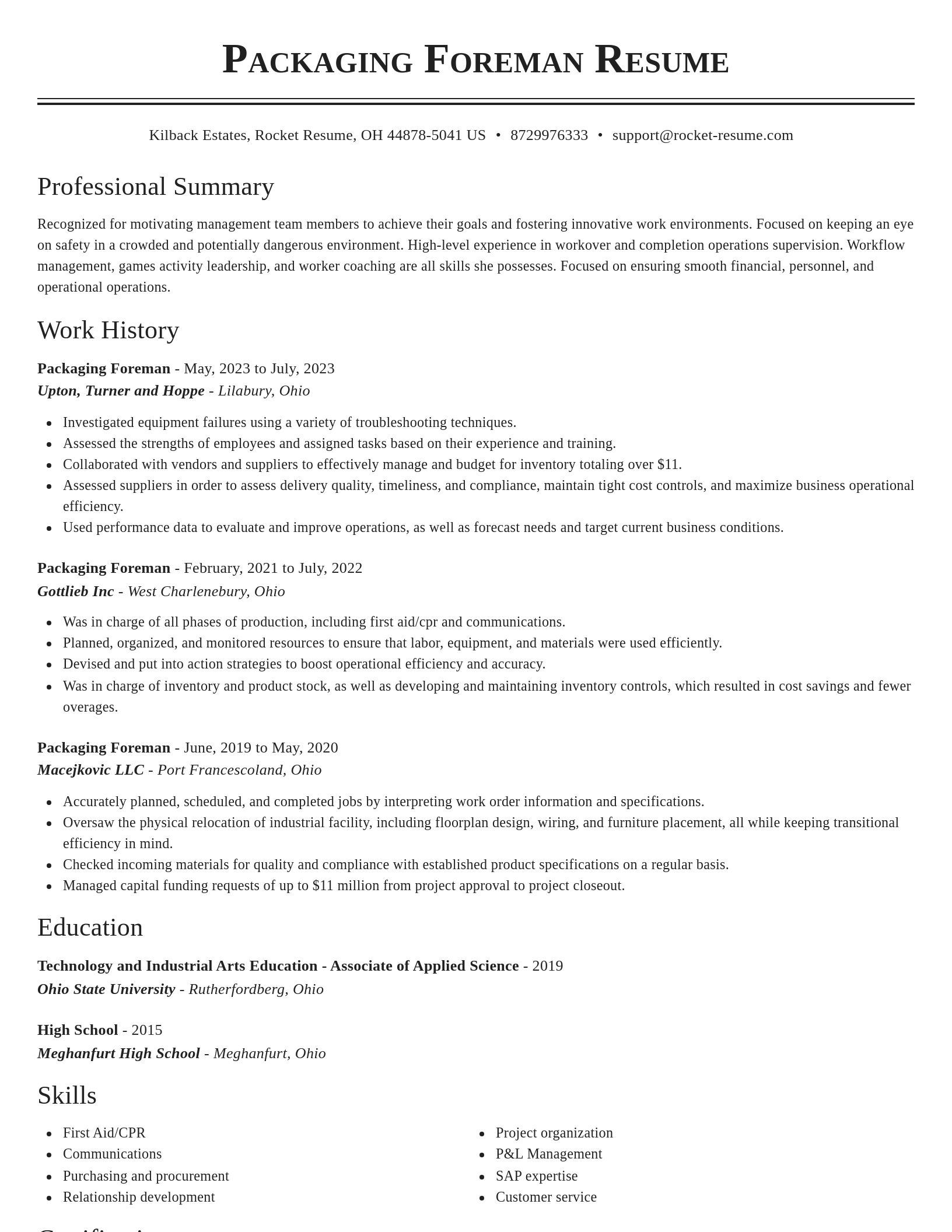 Classic resume template