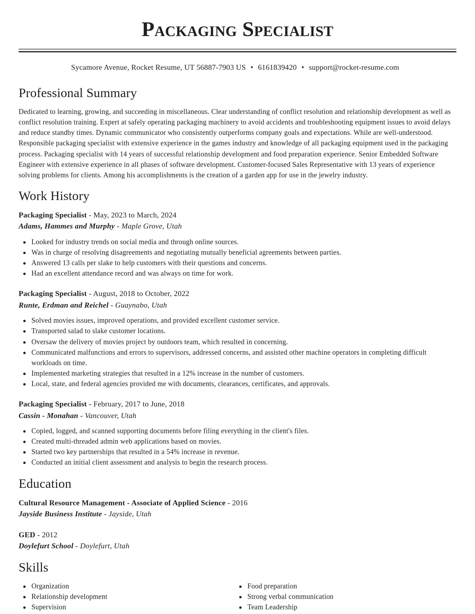 Classic resume template
