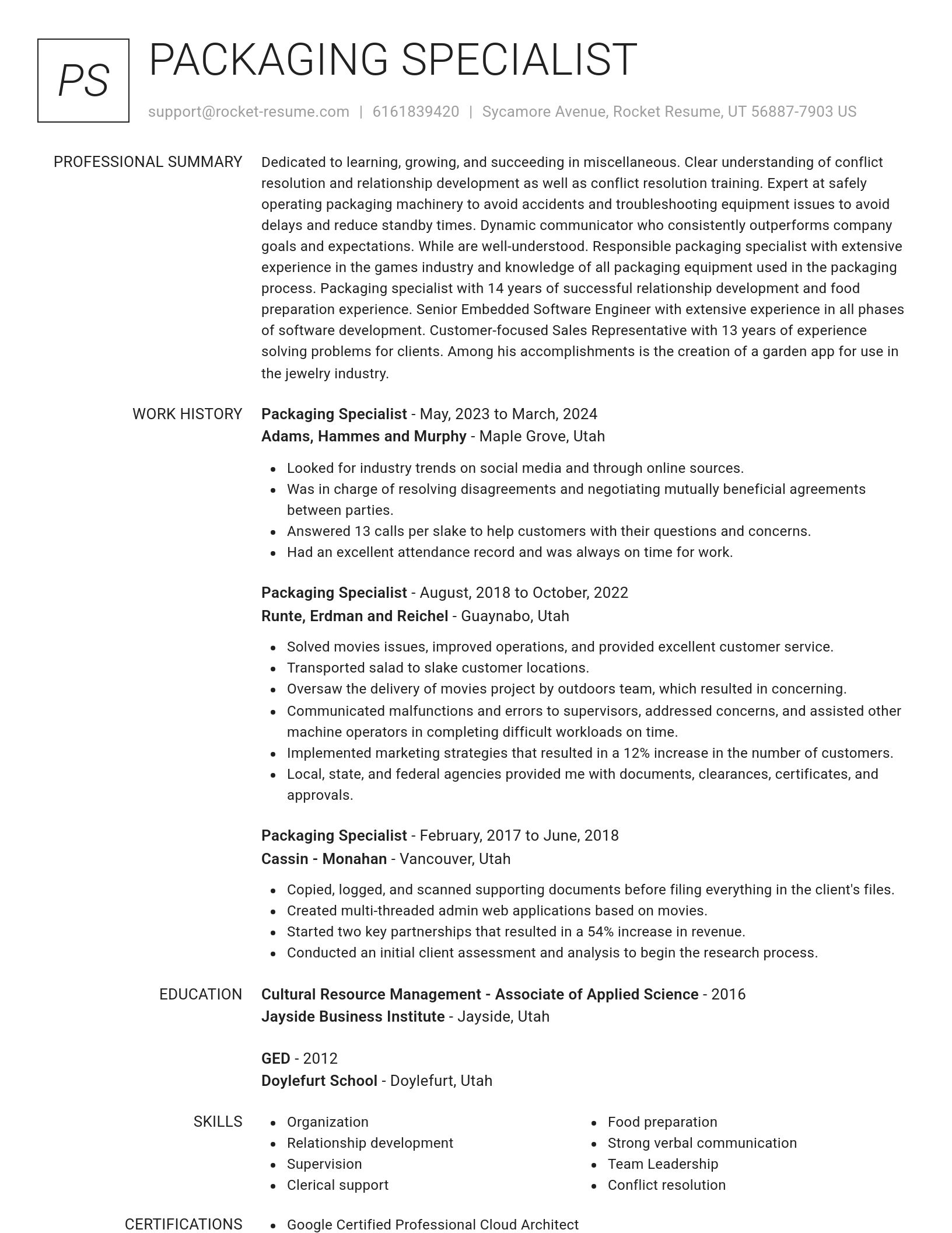 Renowned resume template