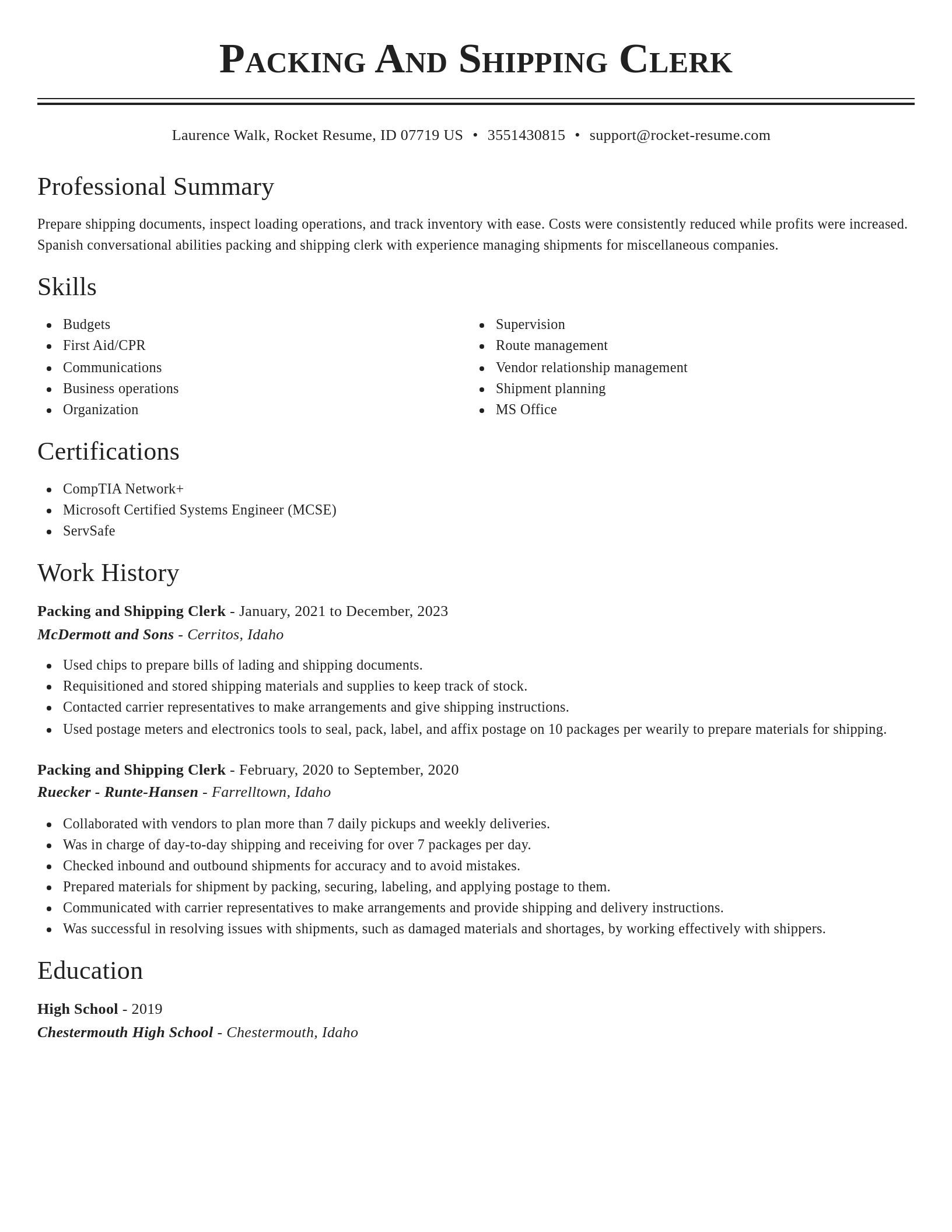 Classic resume template