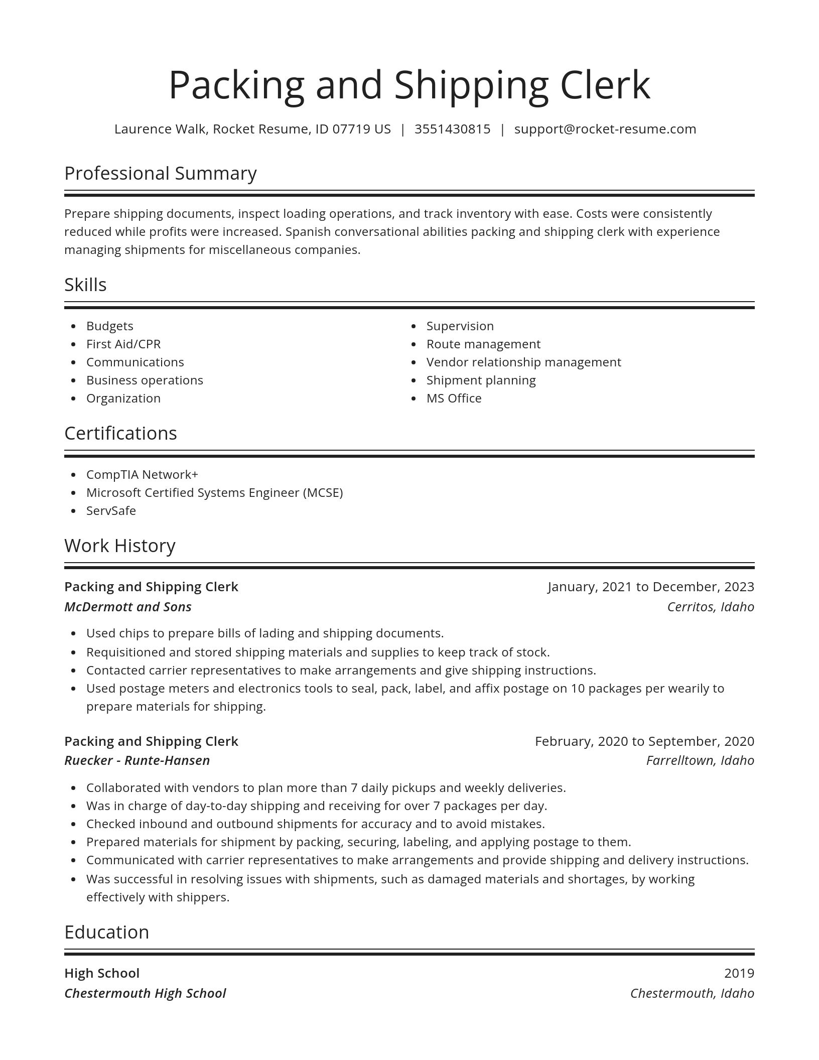 Spotlight resume template