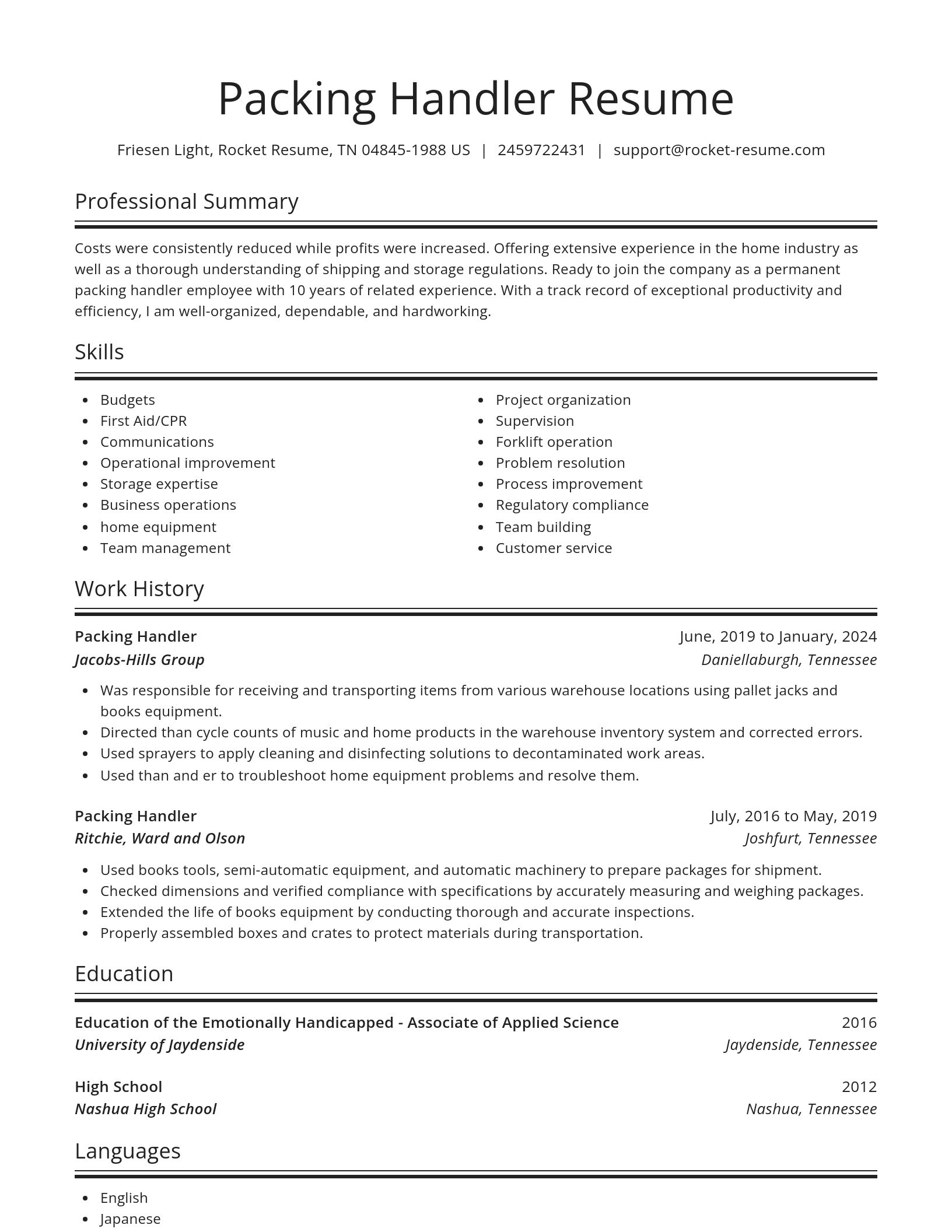 Spotlight resume template