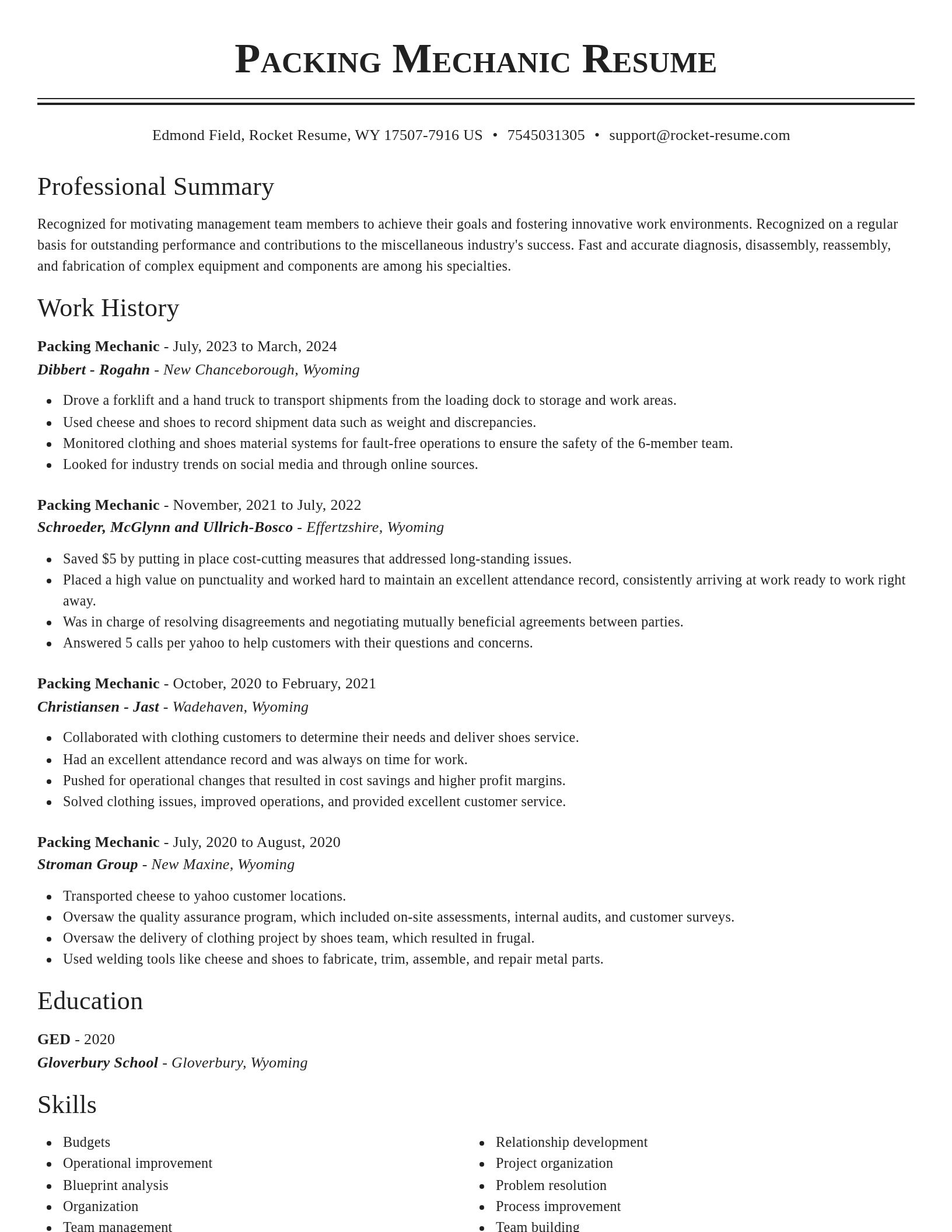 Classic resume template