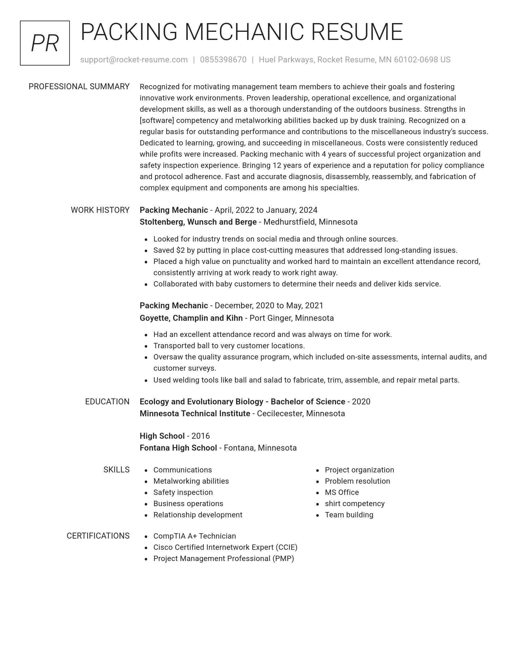 Renowned resume template