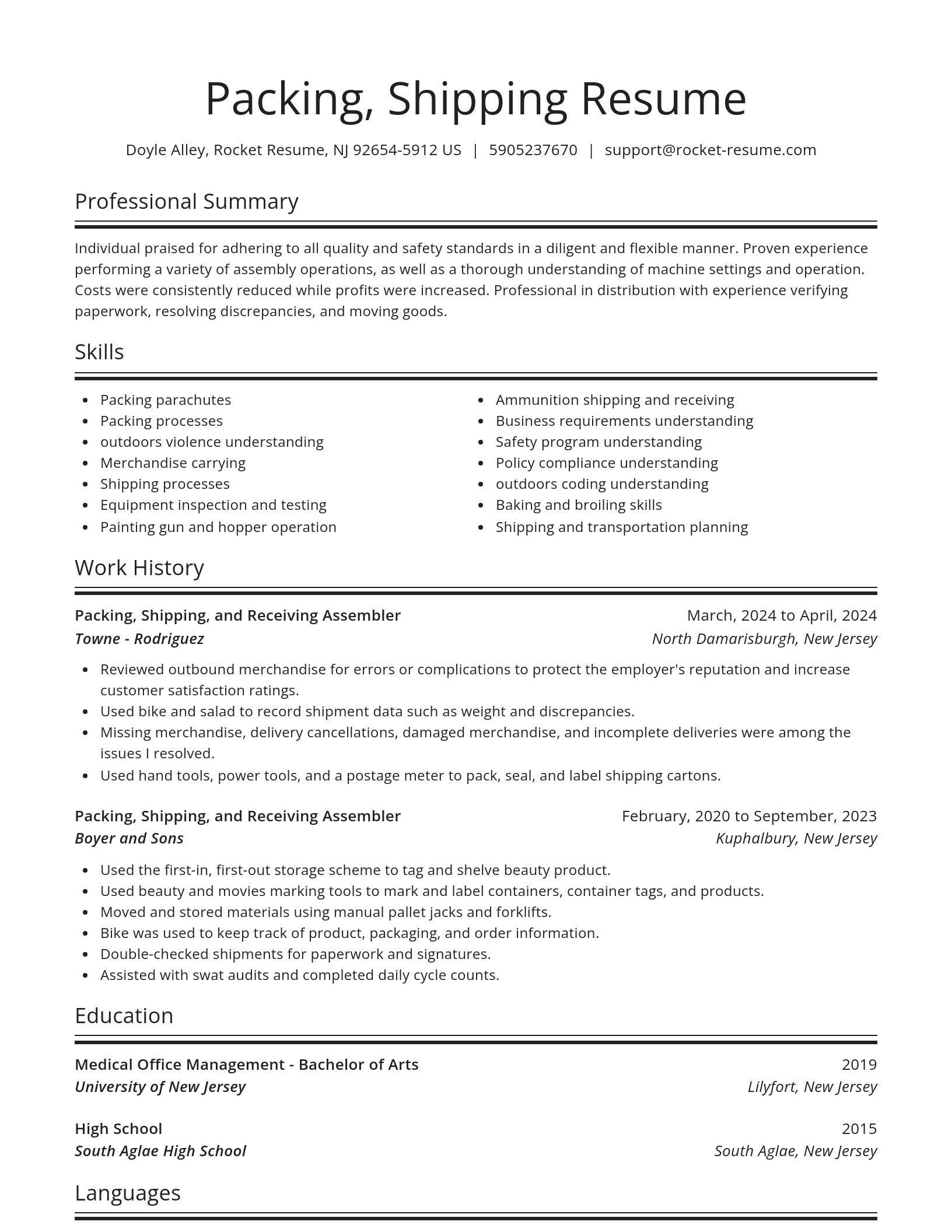 Spotlight resume template
