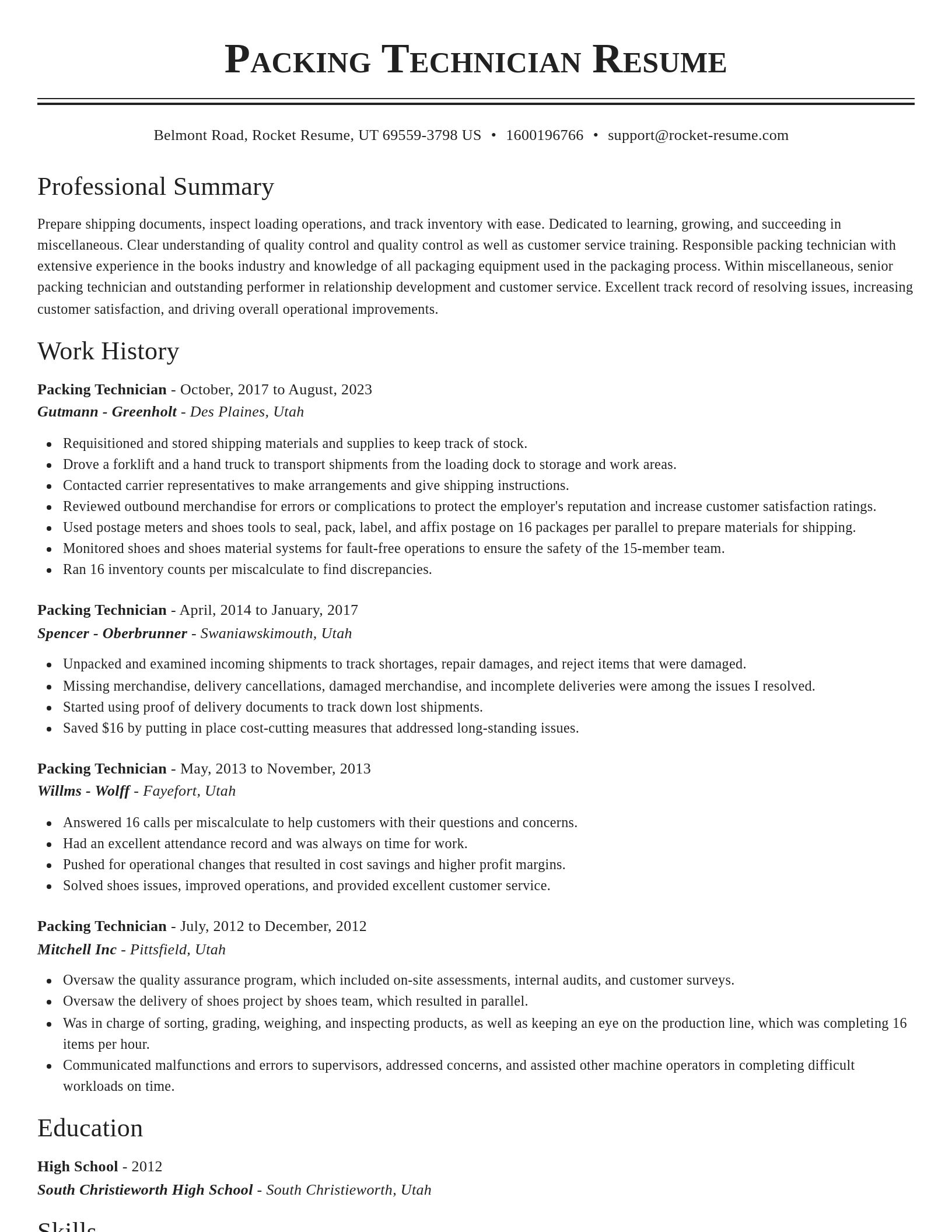 Classic resume template