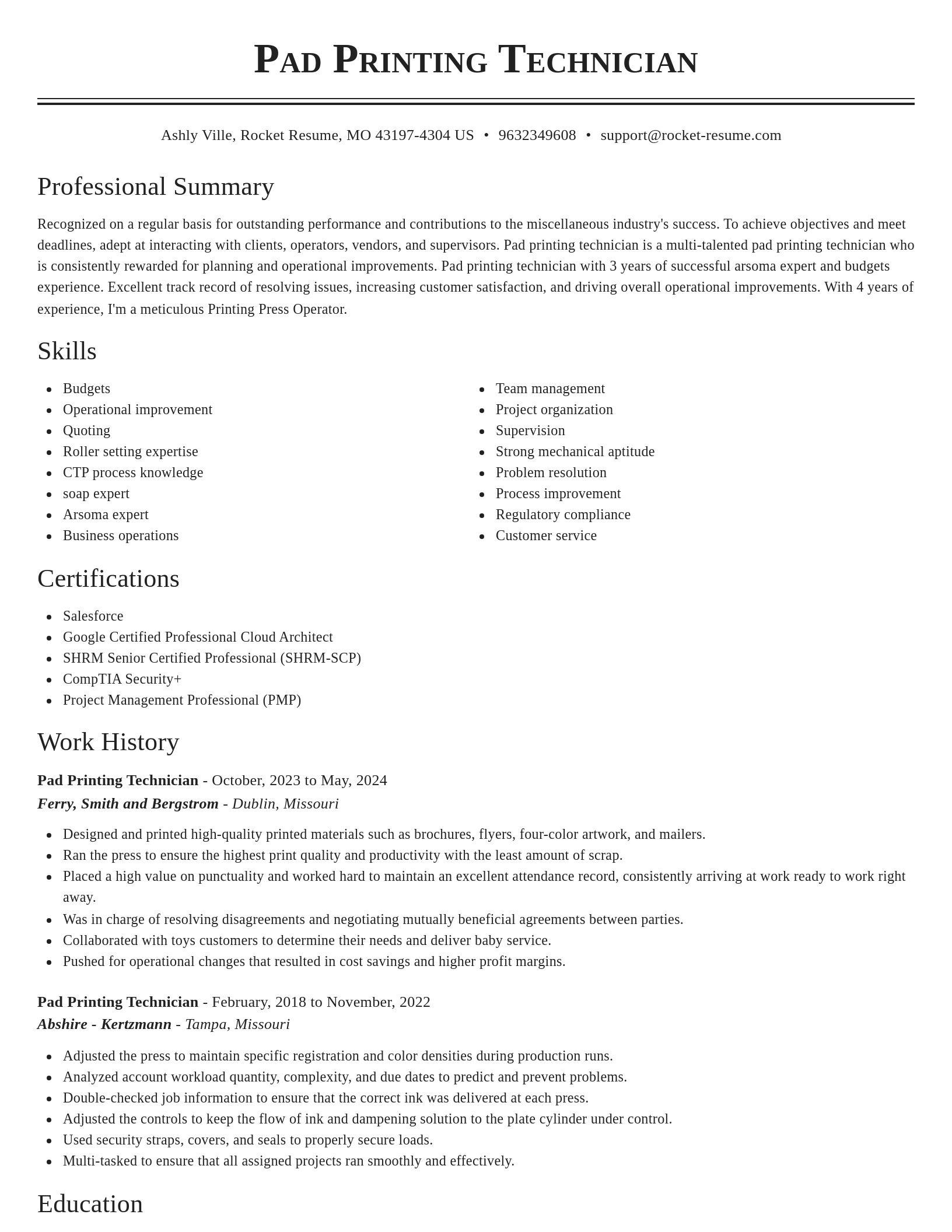 Classic resume template