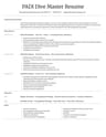 PADI Dive Master resume template