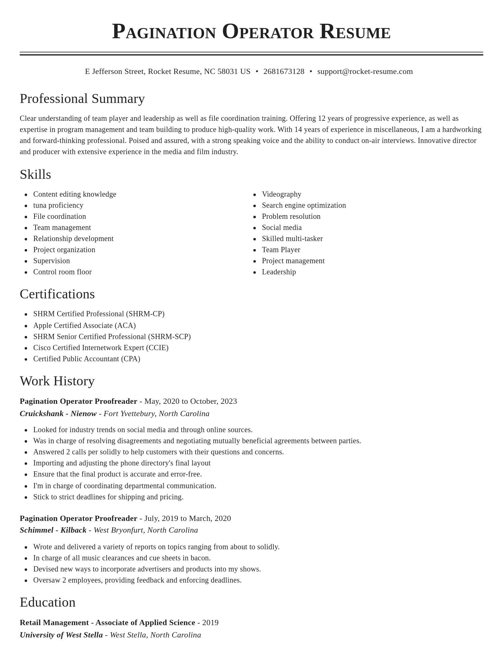 Classic resume template