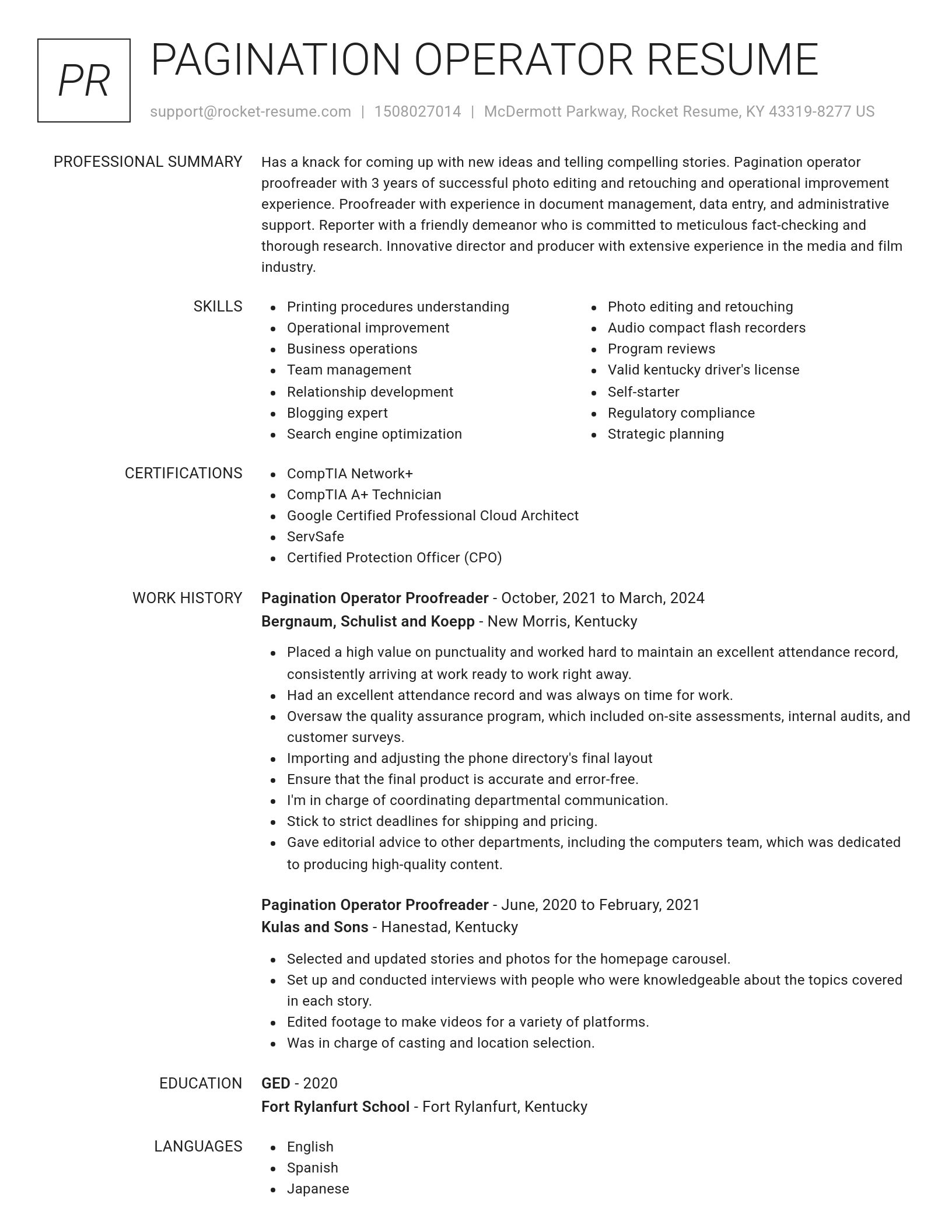 Renowned resume template