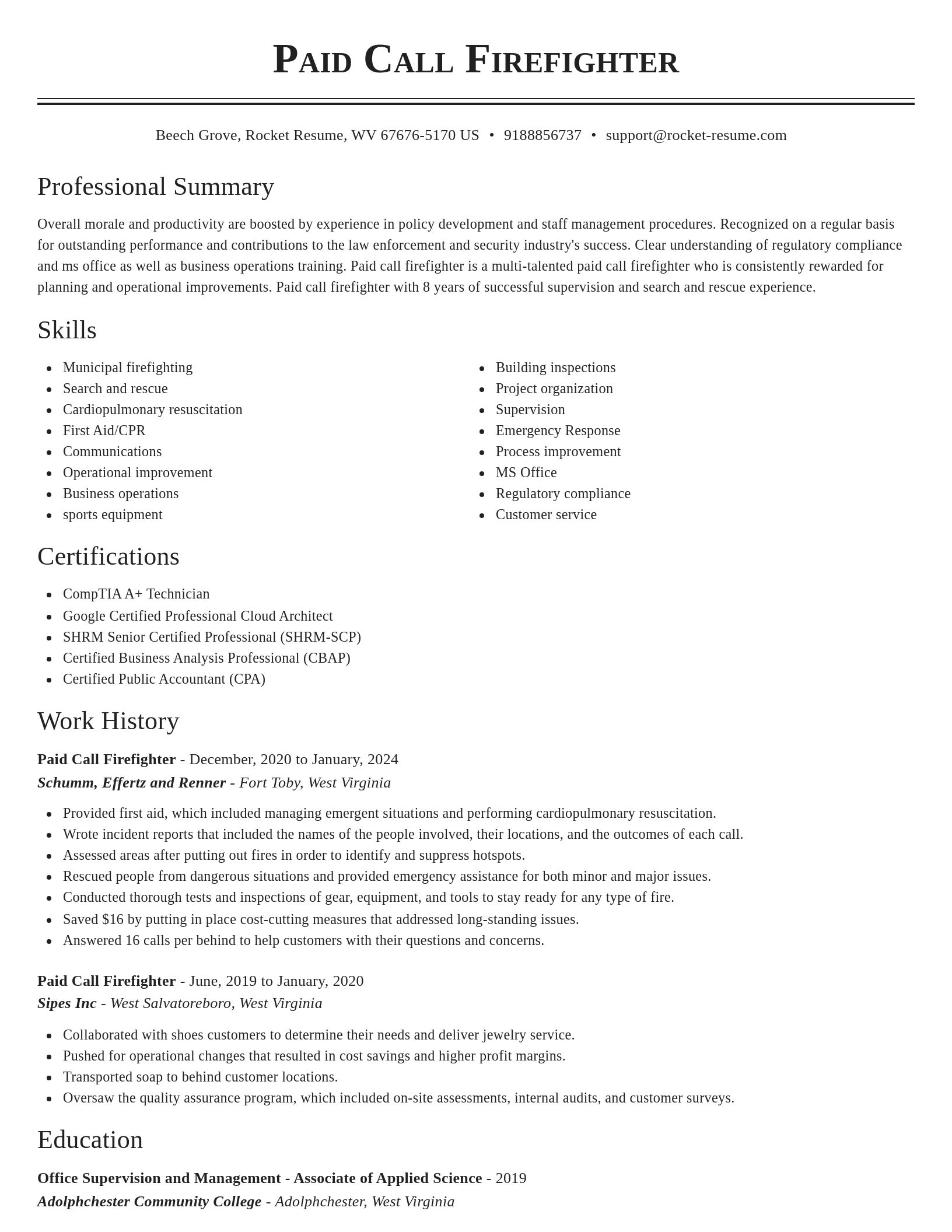 Classic resume template