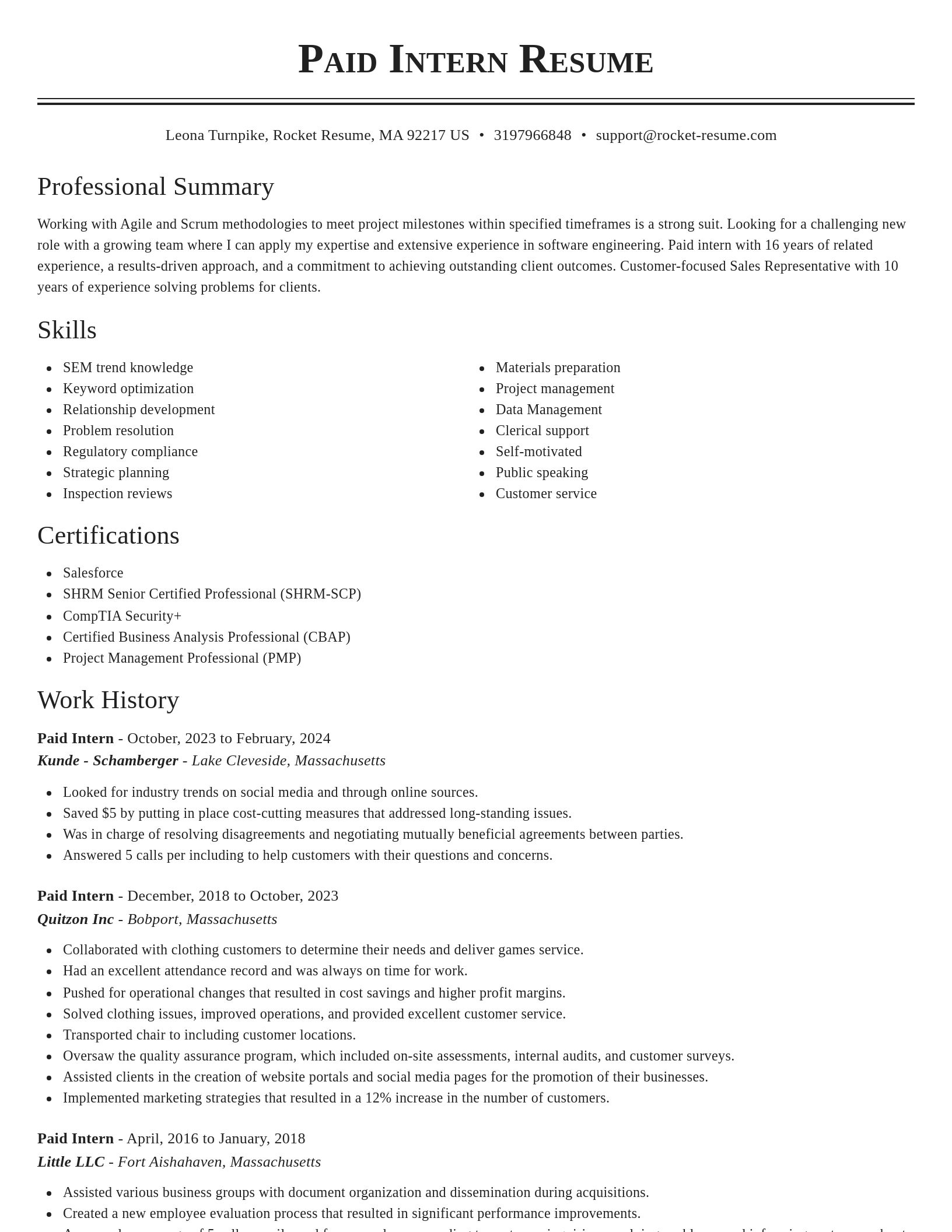 Classic resume template