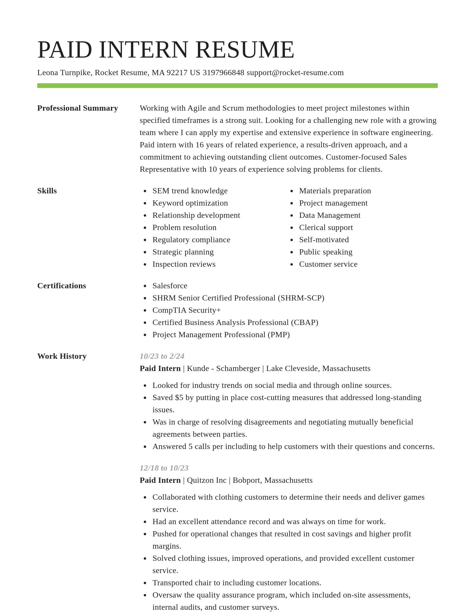 Smart resume template