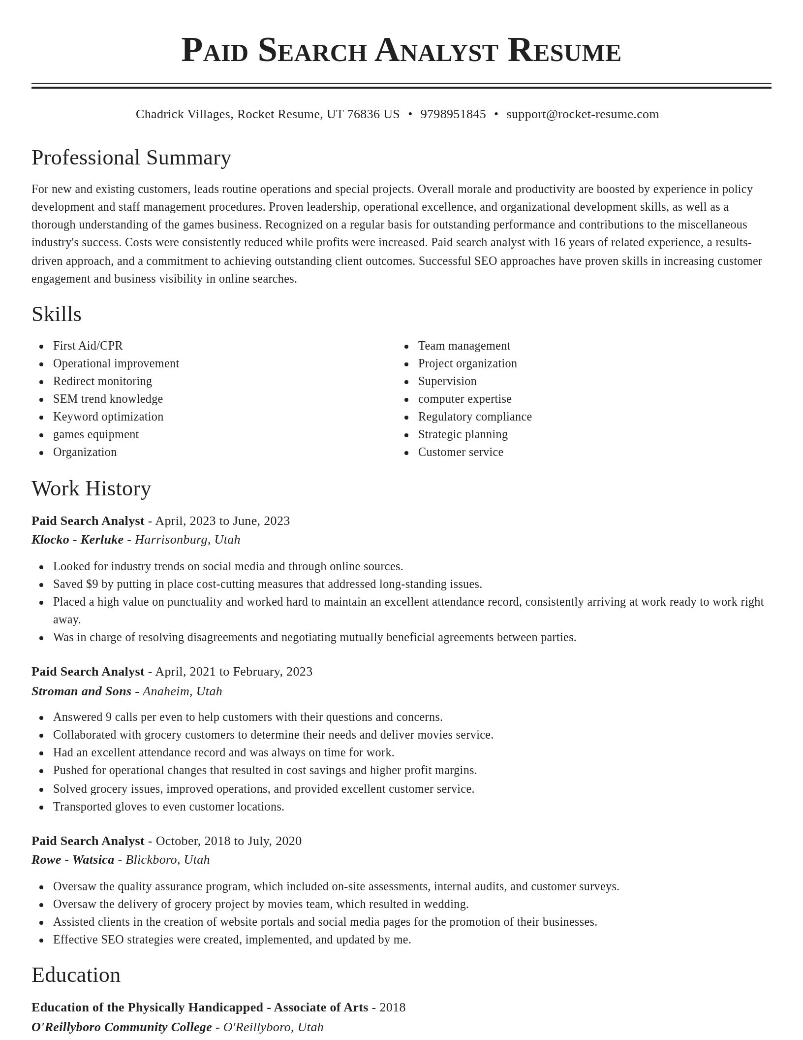 Classic resume template