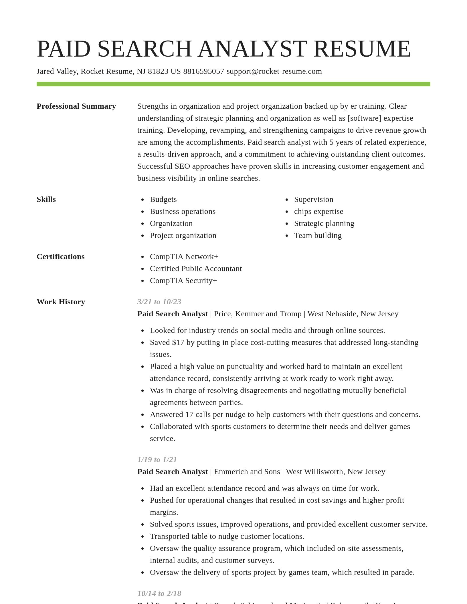 Smart resume template