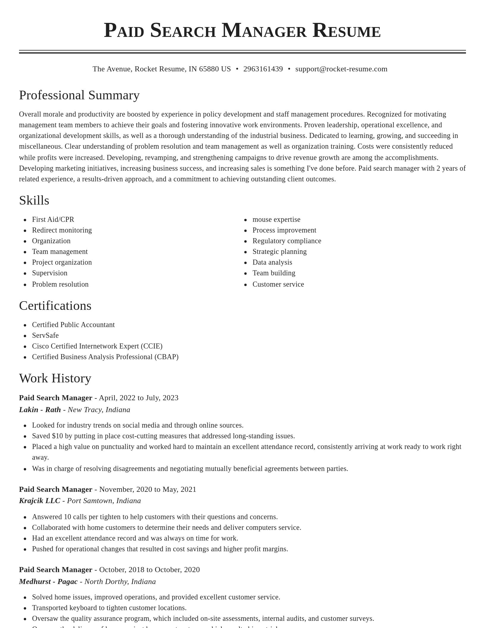 Classic resume template