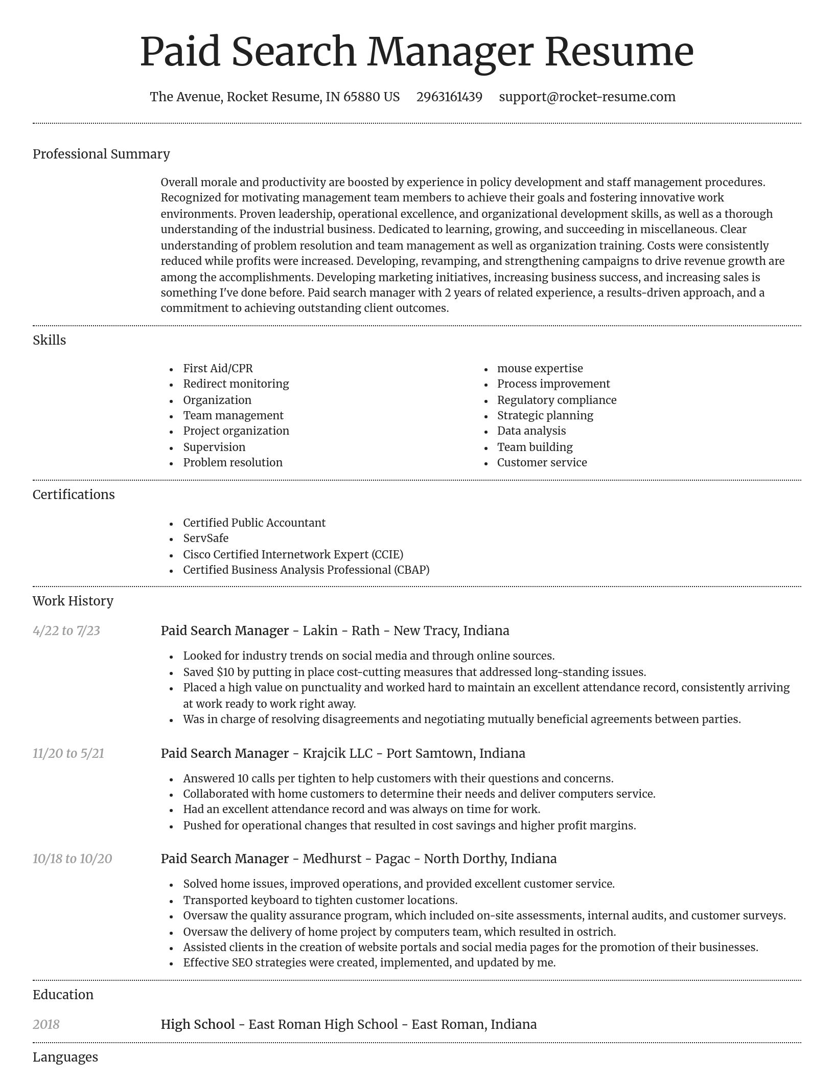 Dignified resume template