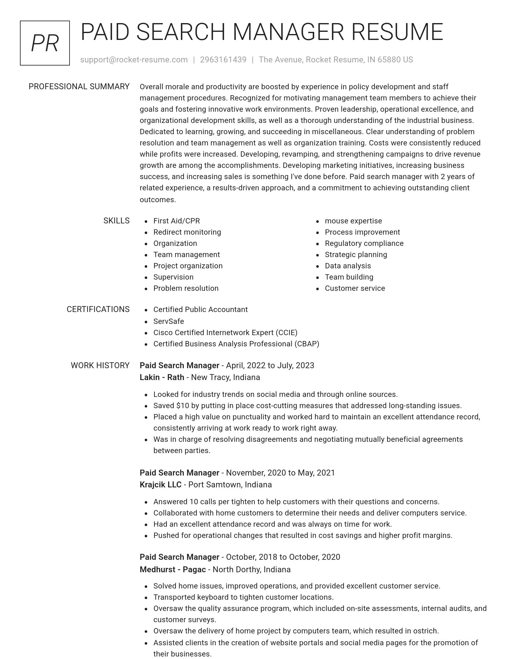 Renowned resume template
