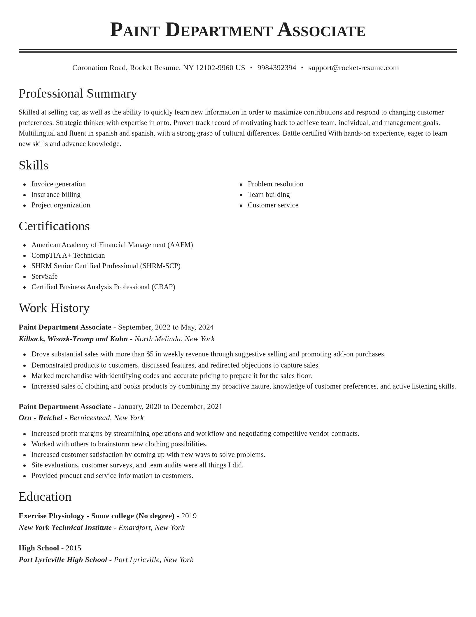 Classic resume template