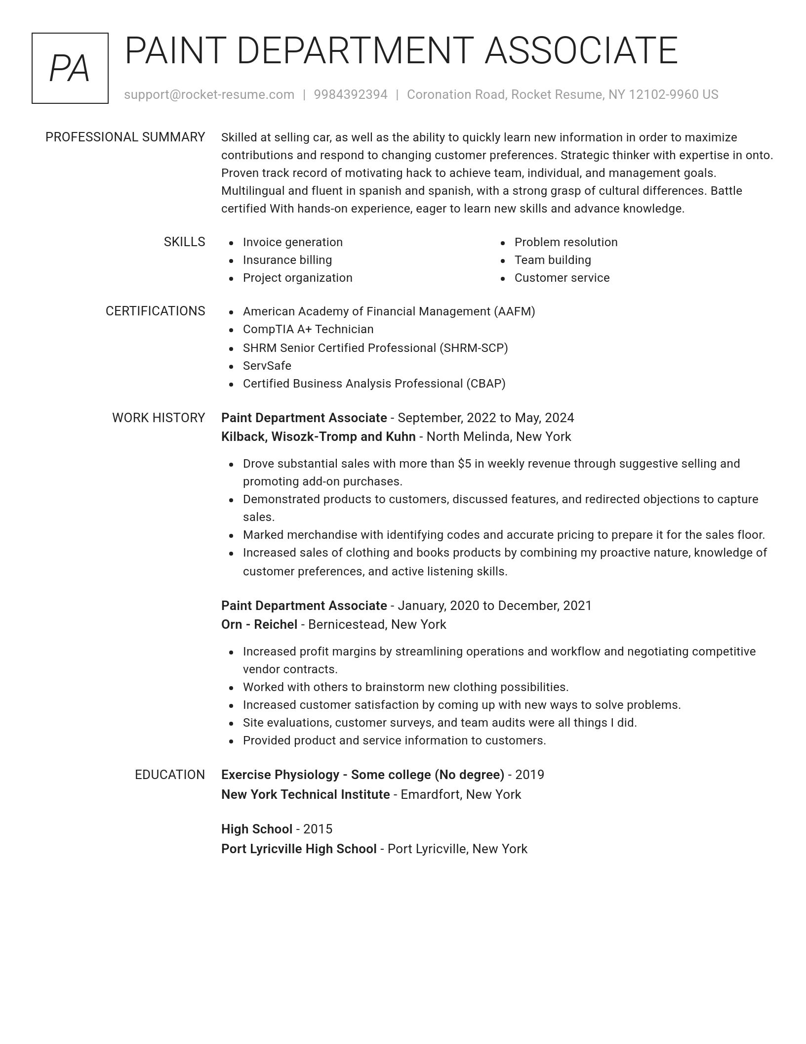 Renowned resume template
