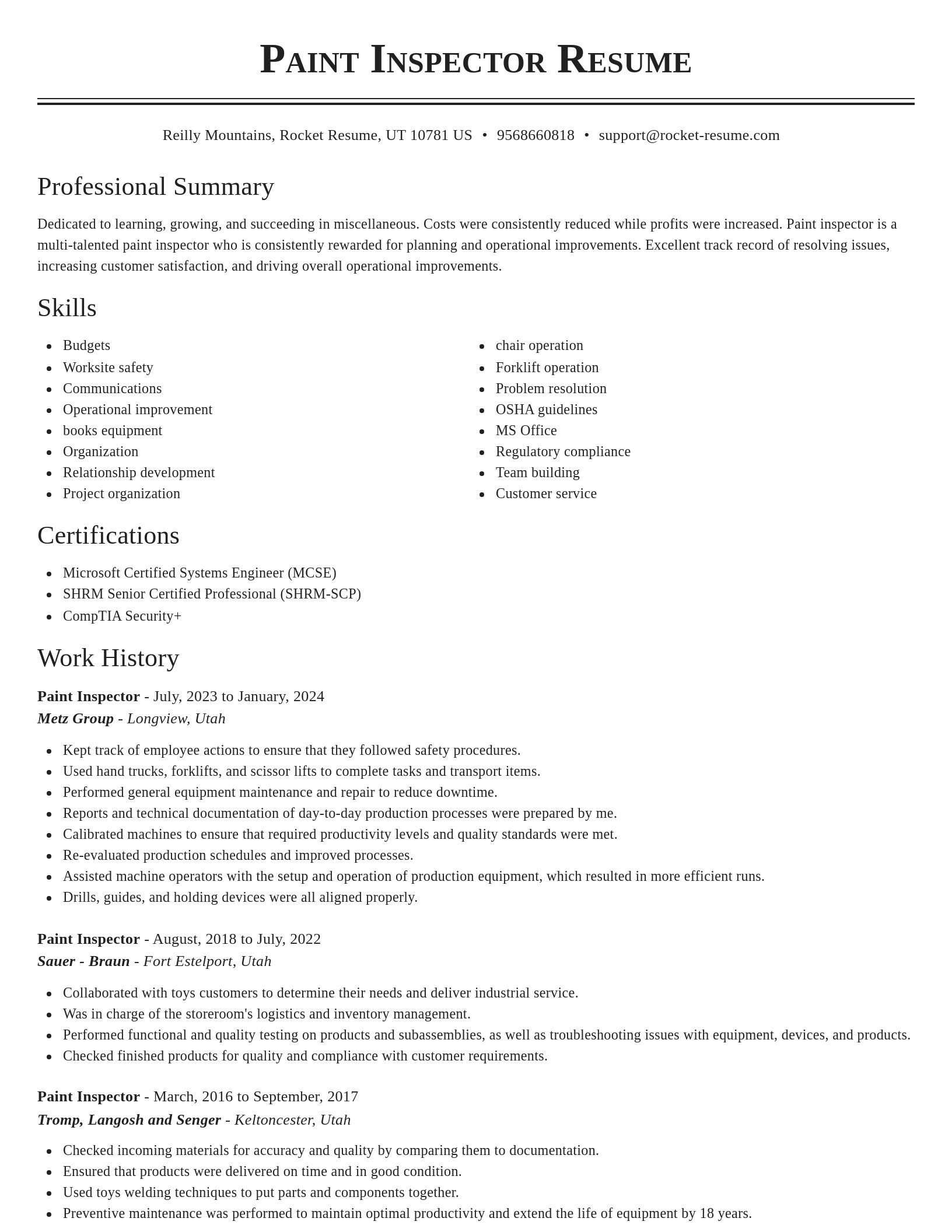 Classic resume template