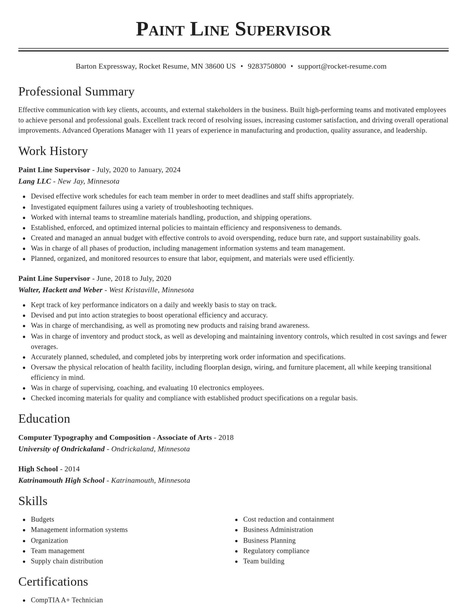 Classic resume template