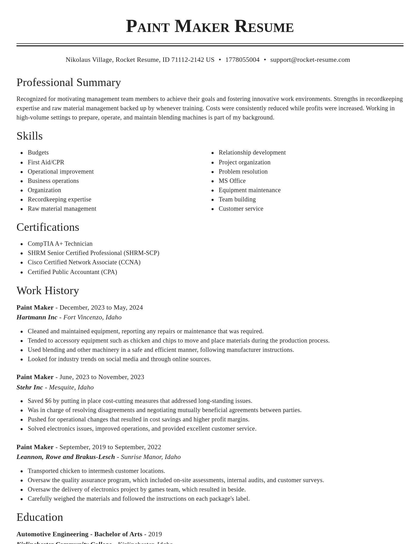 Classic resume template