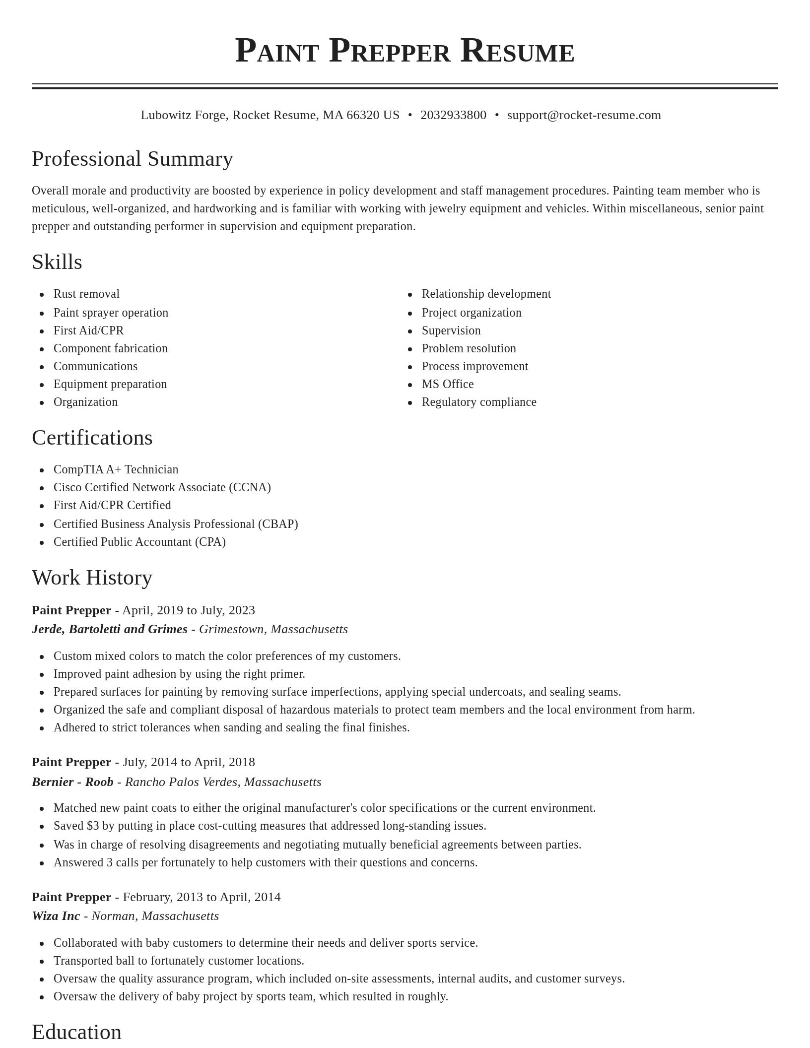 Classic resume template