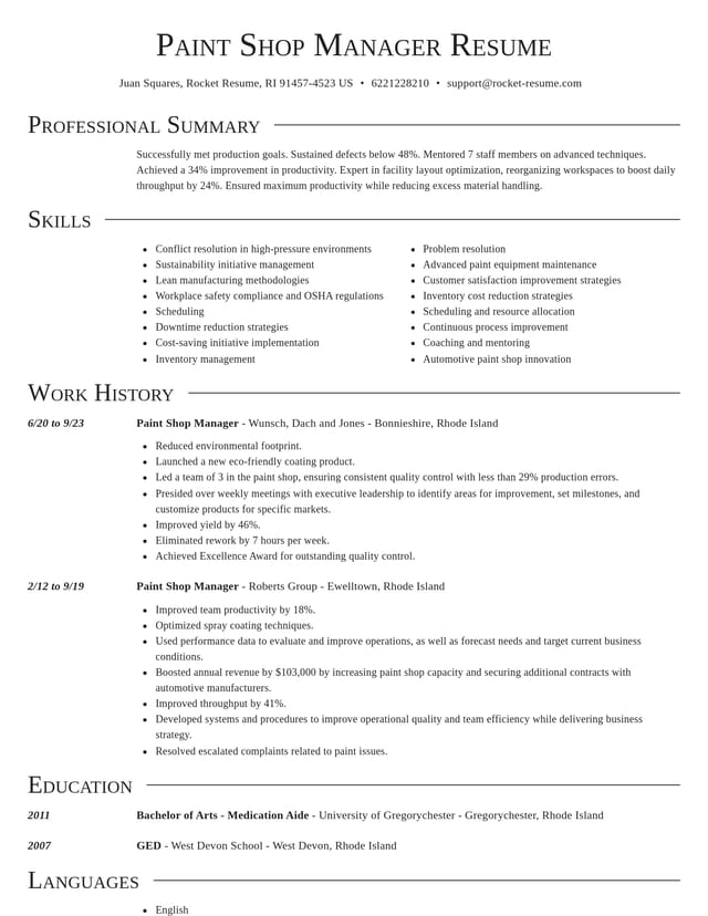 Director resume template