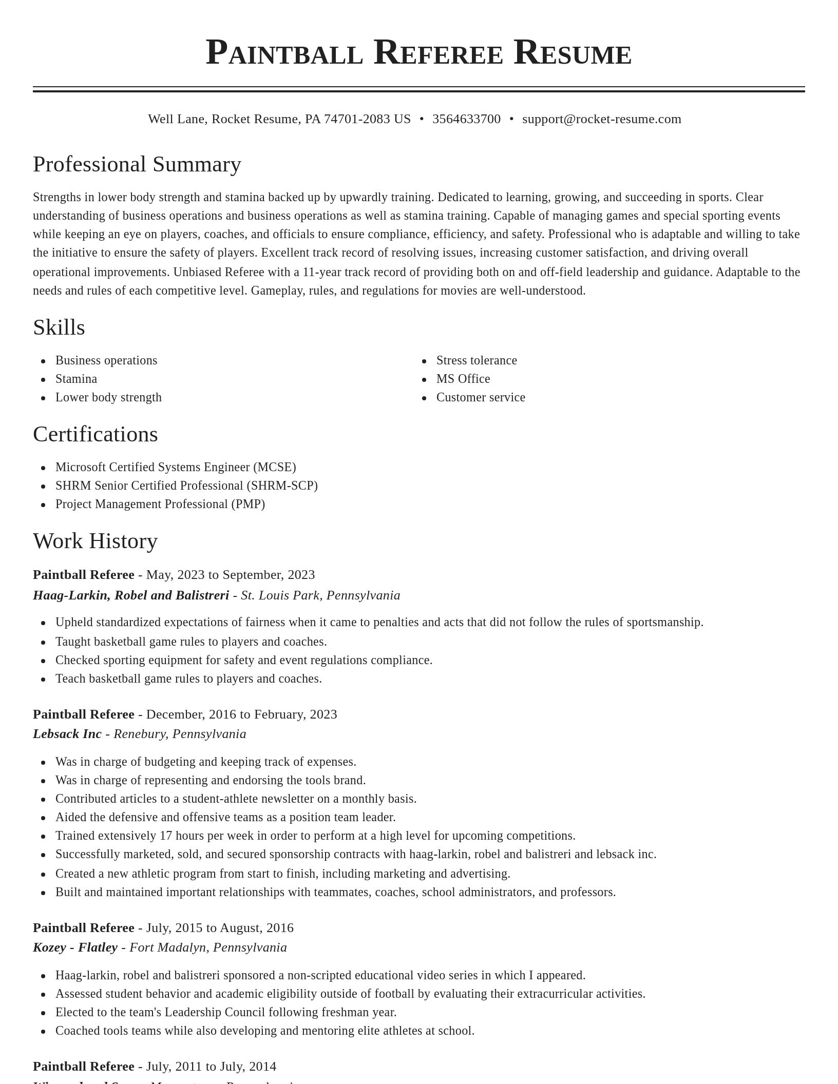 Classic resume template