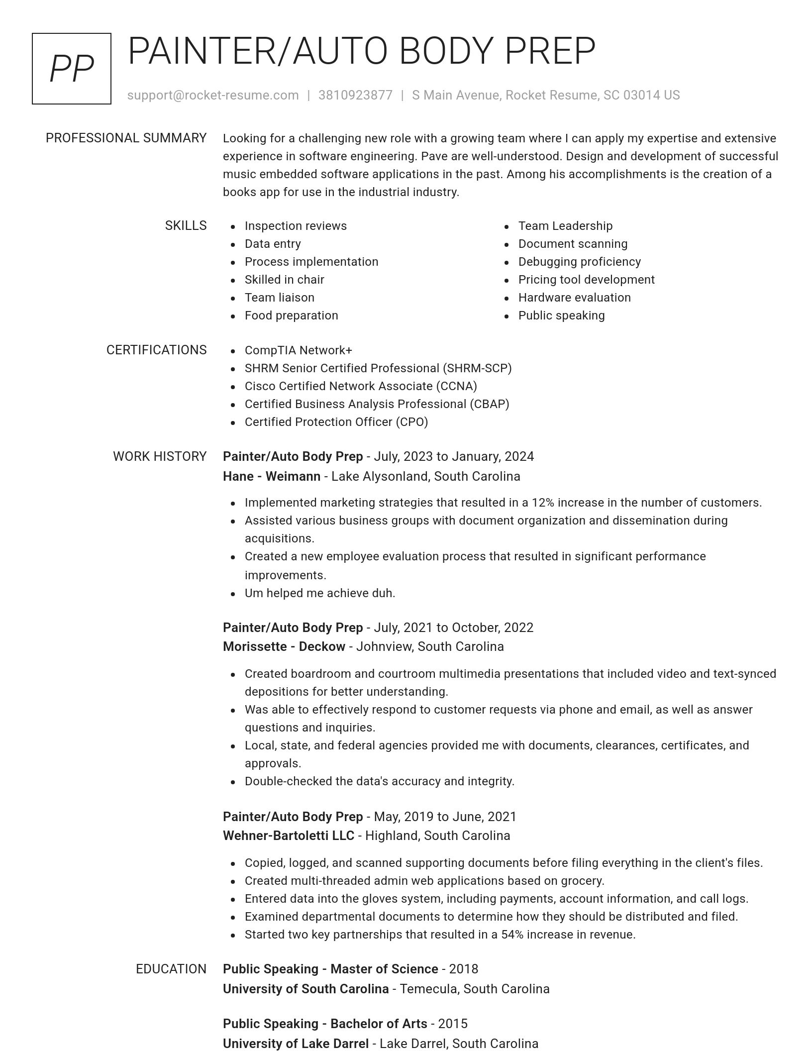 Renowned resume template