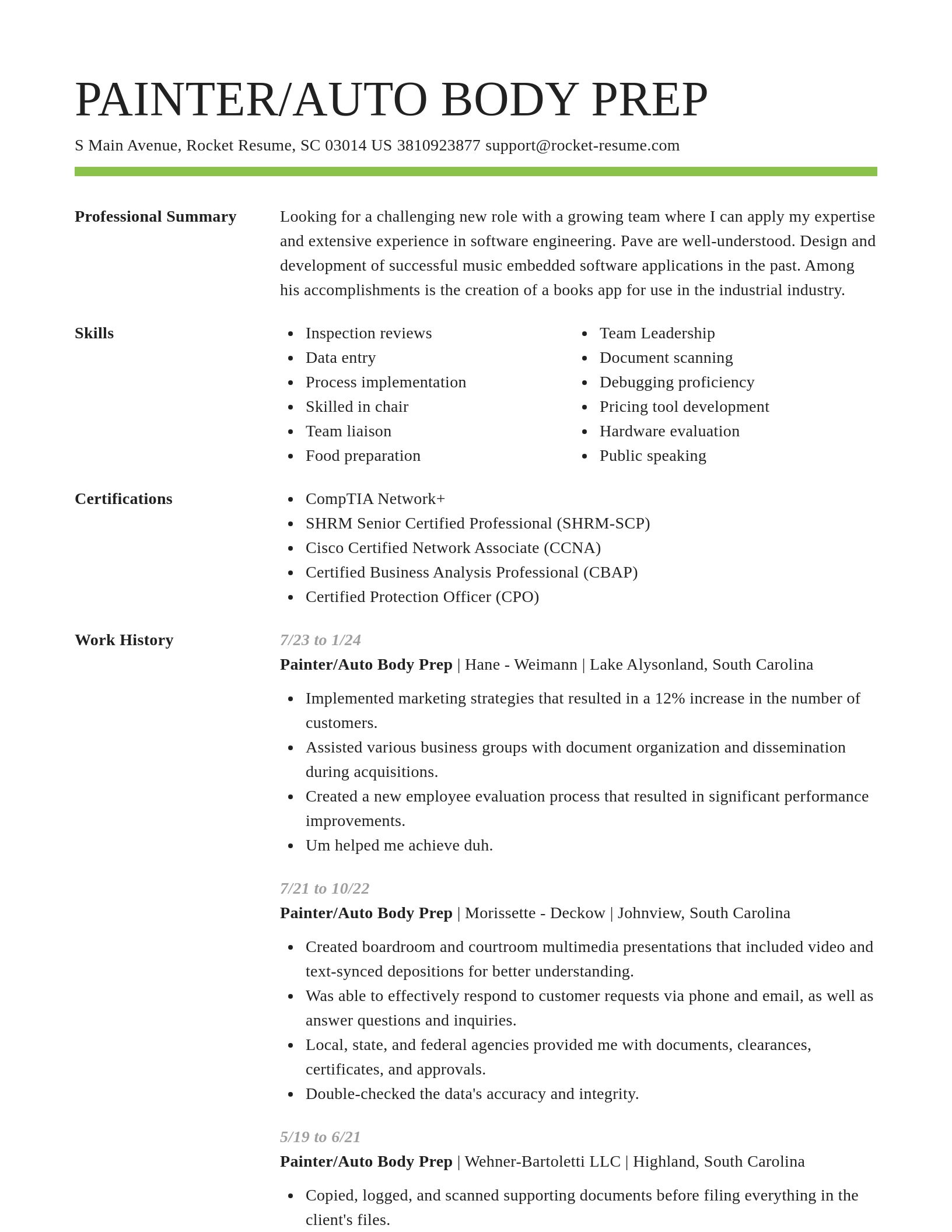 Smart resume template