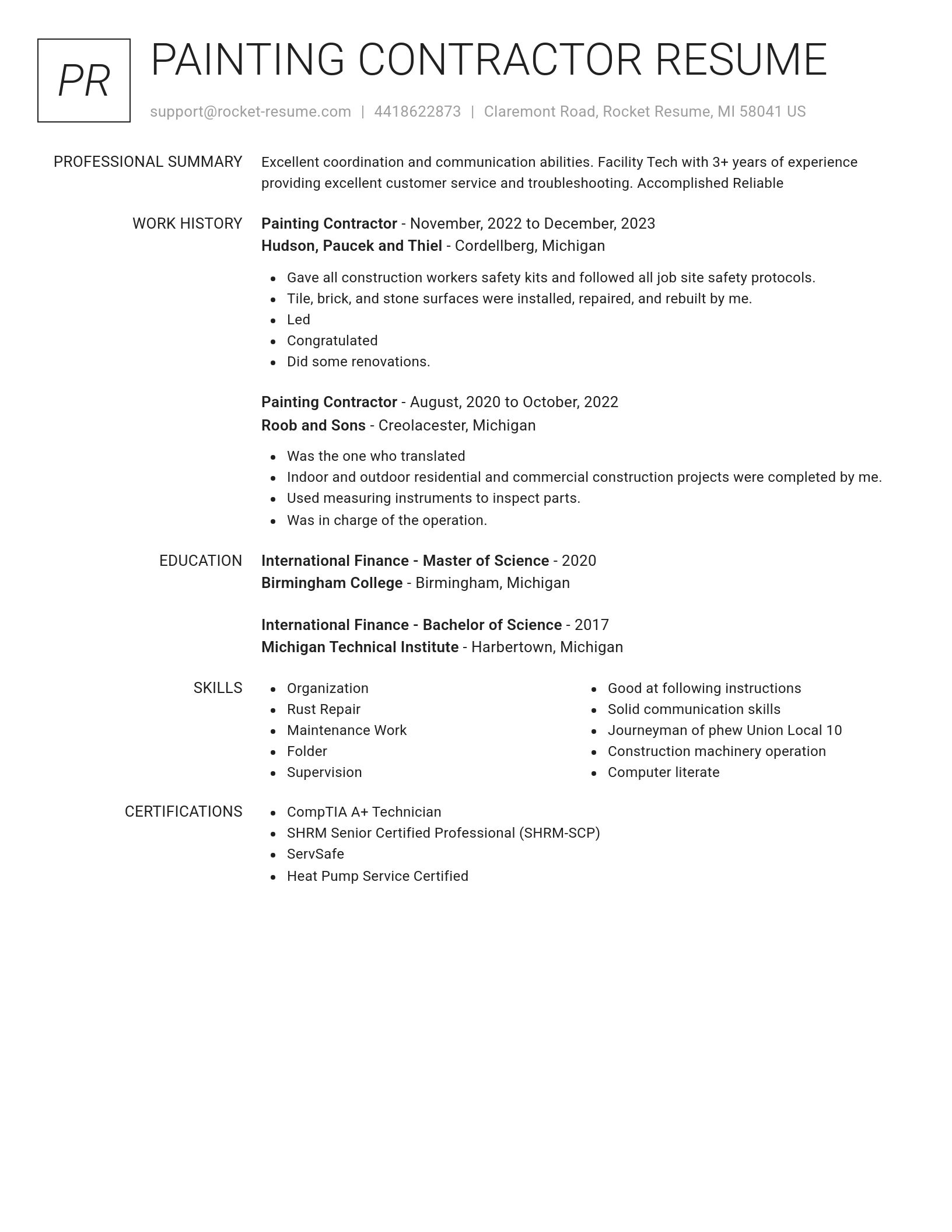 Renowned resume template