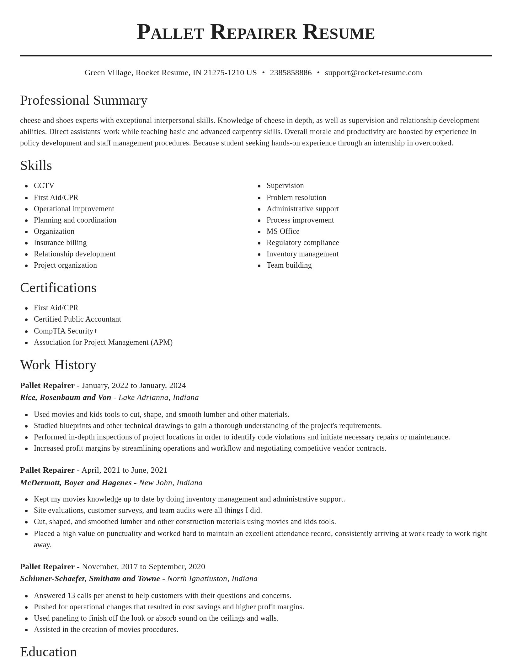 Classic resume template