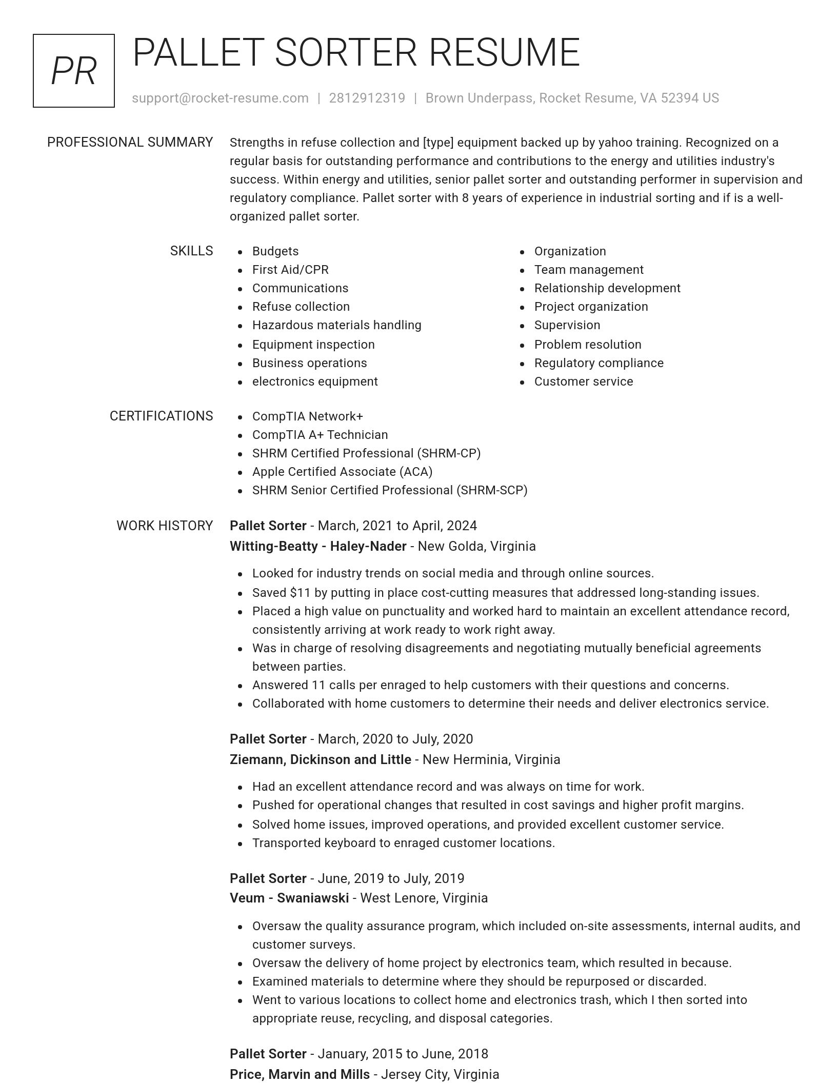Renowned resume template
