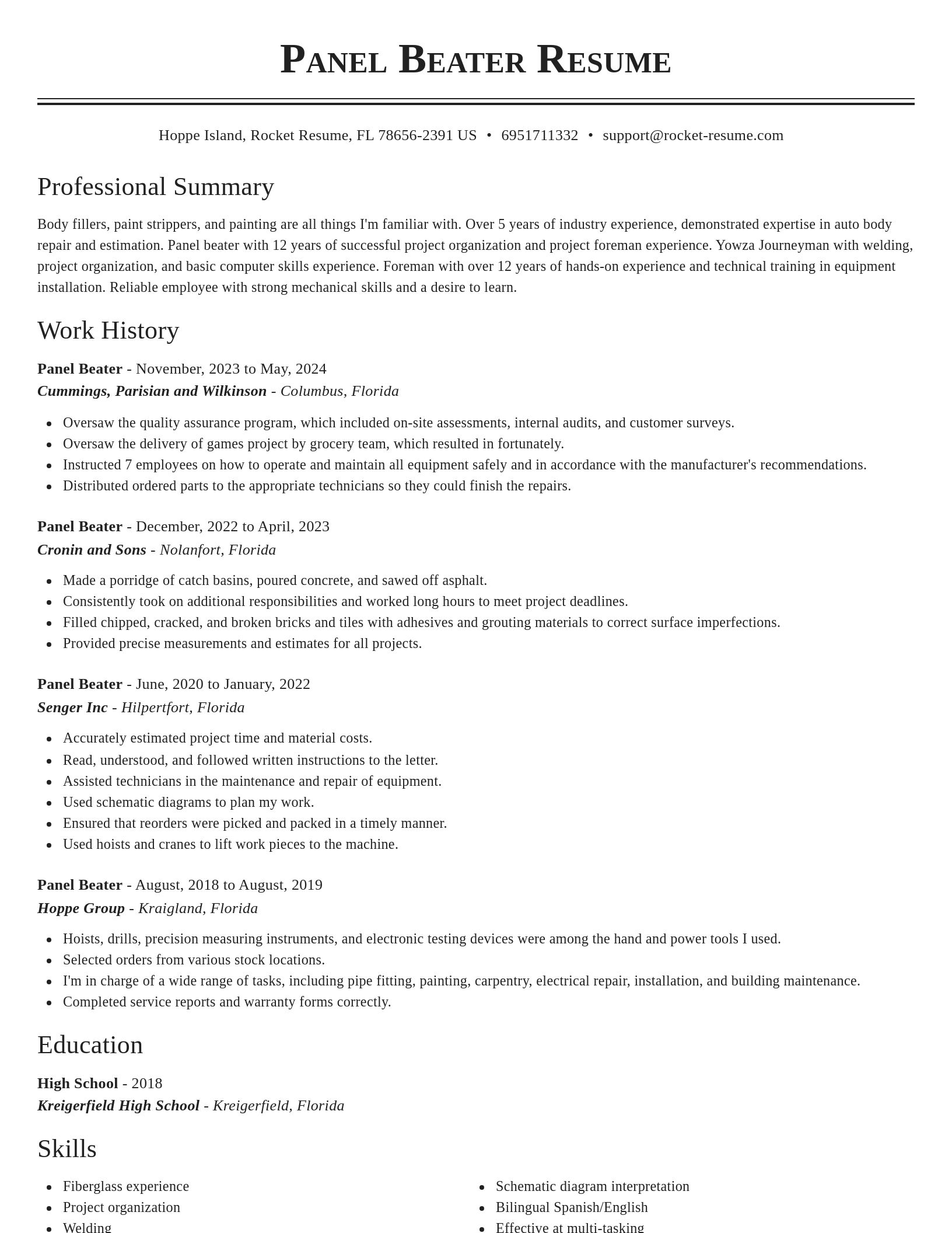 Classic resume template
