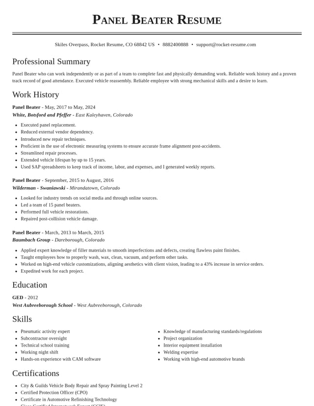Classic resume template