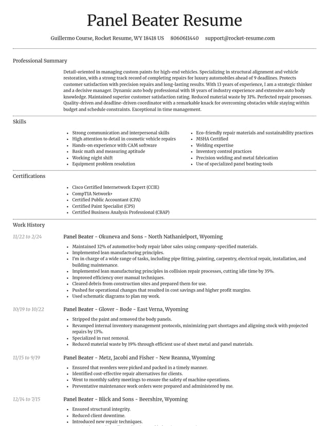 Dignified resume template
